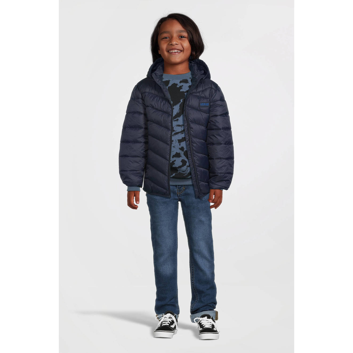 NAME IT KIDS gewatteerde winterjas NKMMONAY donkerblauw