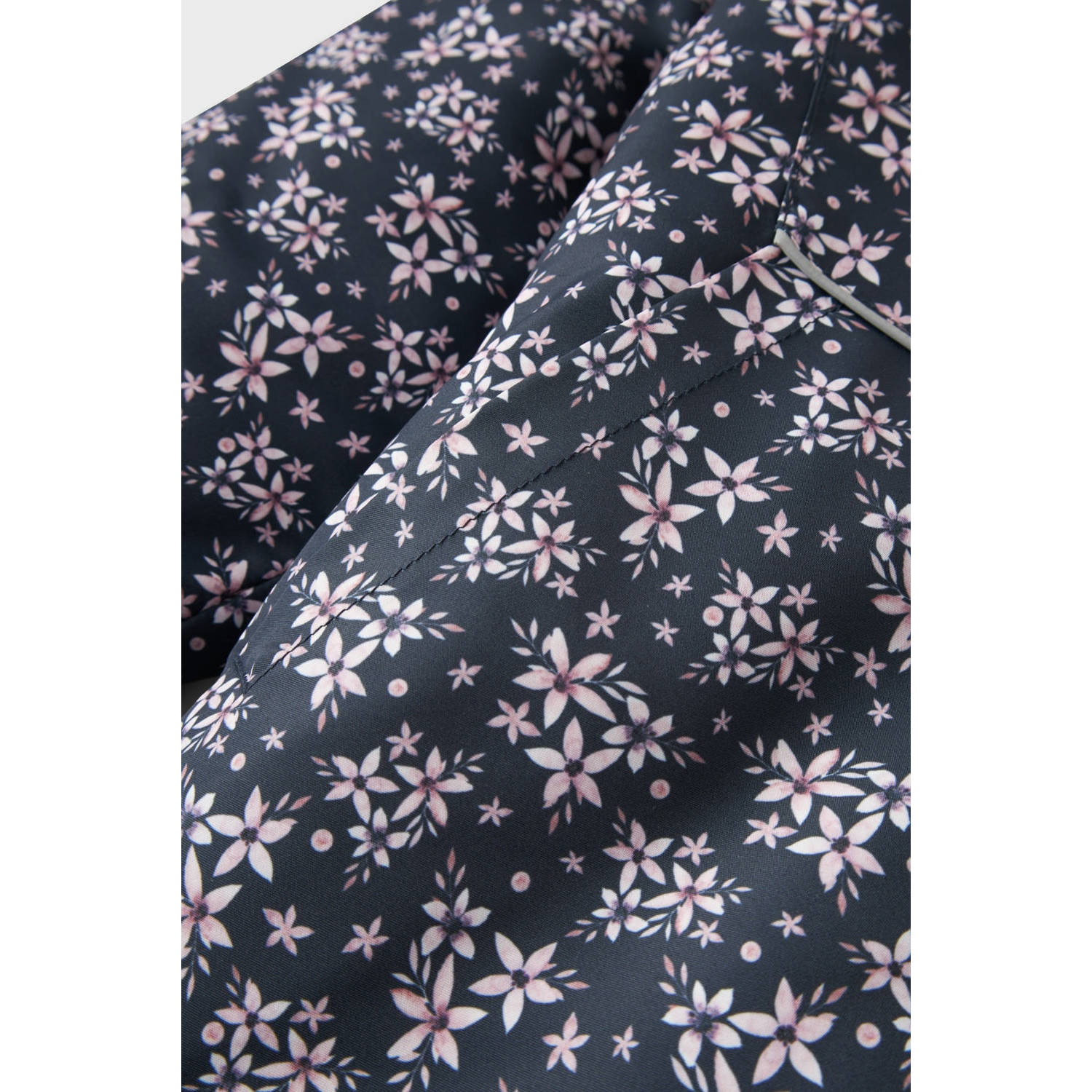 NAME IT KIDS winterjas NKFMAXI met all over print donkerblauw roze