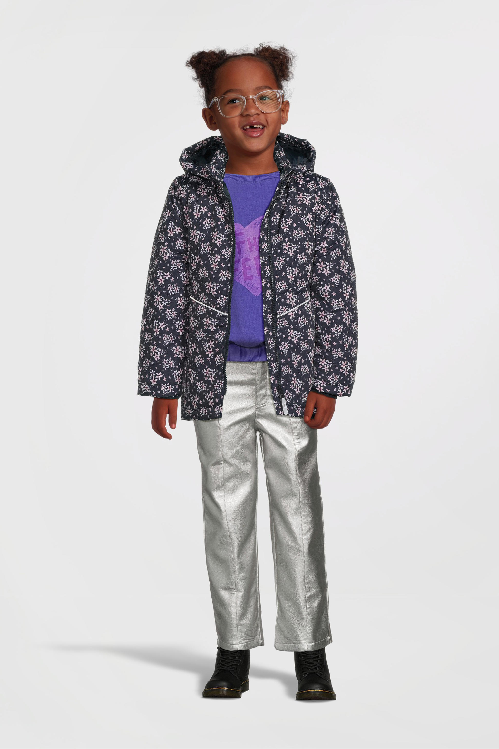 NAME IT Giacca Corta Leggera Per Bambine E Ragazze – Colore Lilla, Modello AOP, Lunghezza 128 Cm, Ideale Per Mezza Stagione