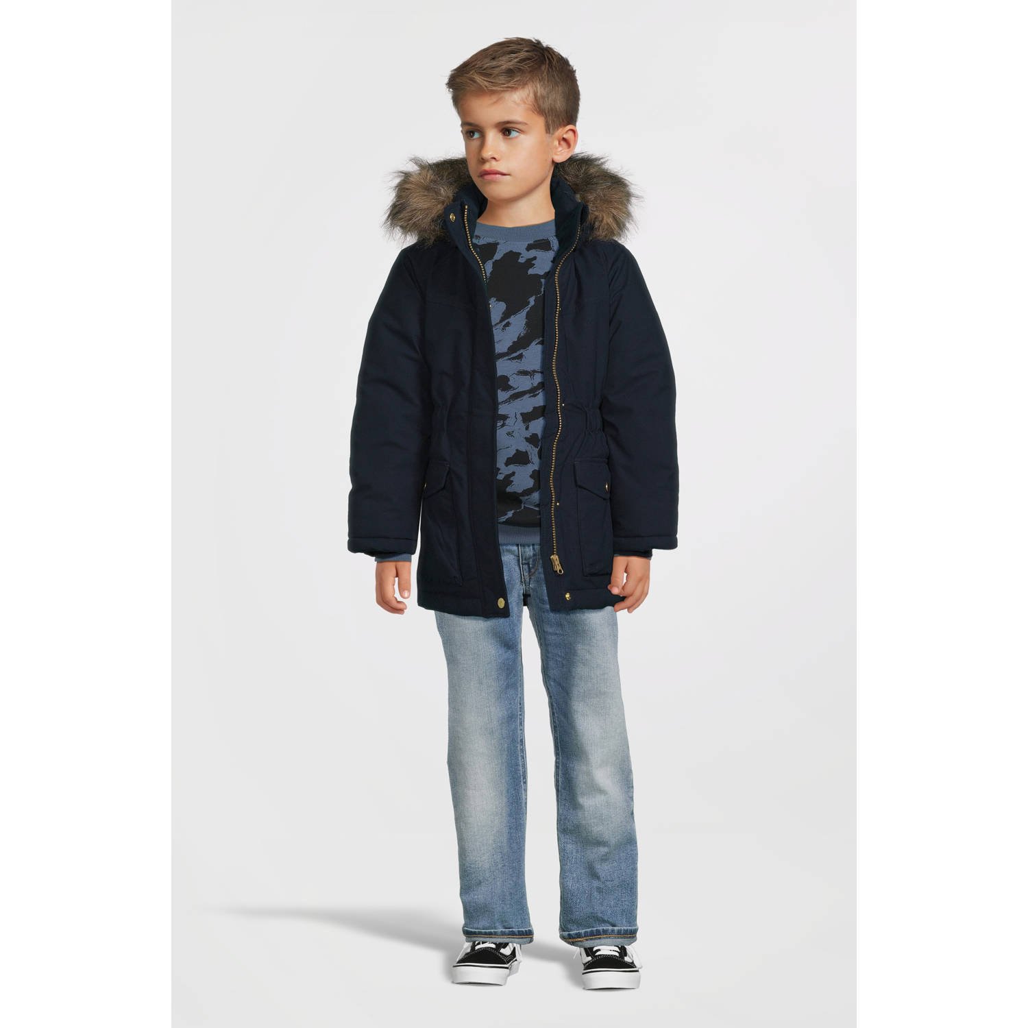 NAME IT KIDS gewatteerde winterjas NKFMASTER donkerblauw