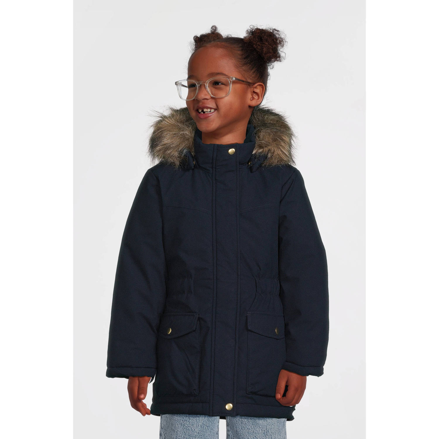 NAME IT KIDS gewatteerde winterjas NKFMASTER donkerblauw