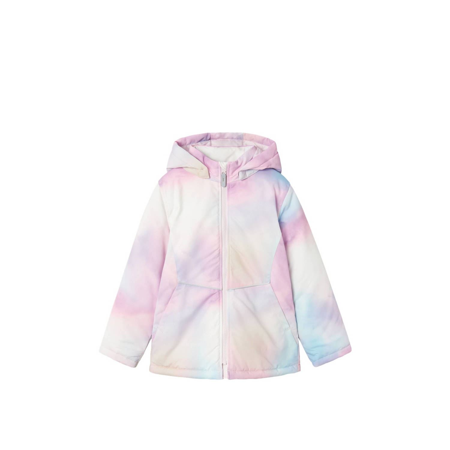 NAME IT KIDS winterjas NKFMAXI met all over print roze multicolor