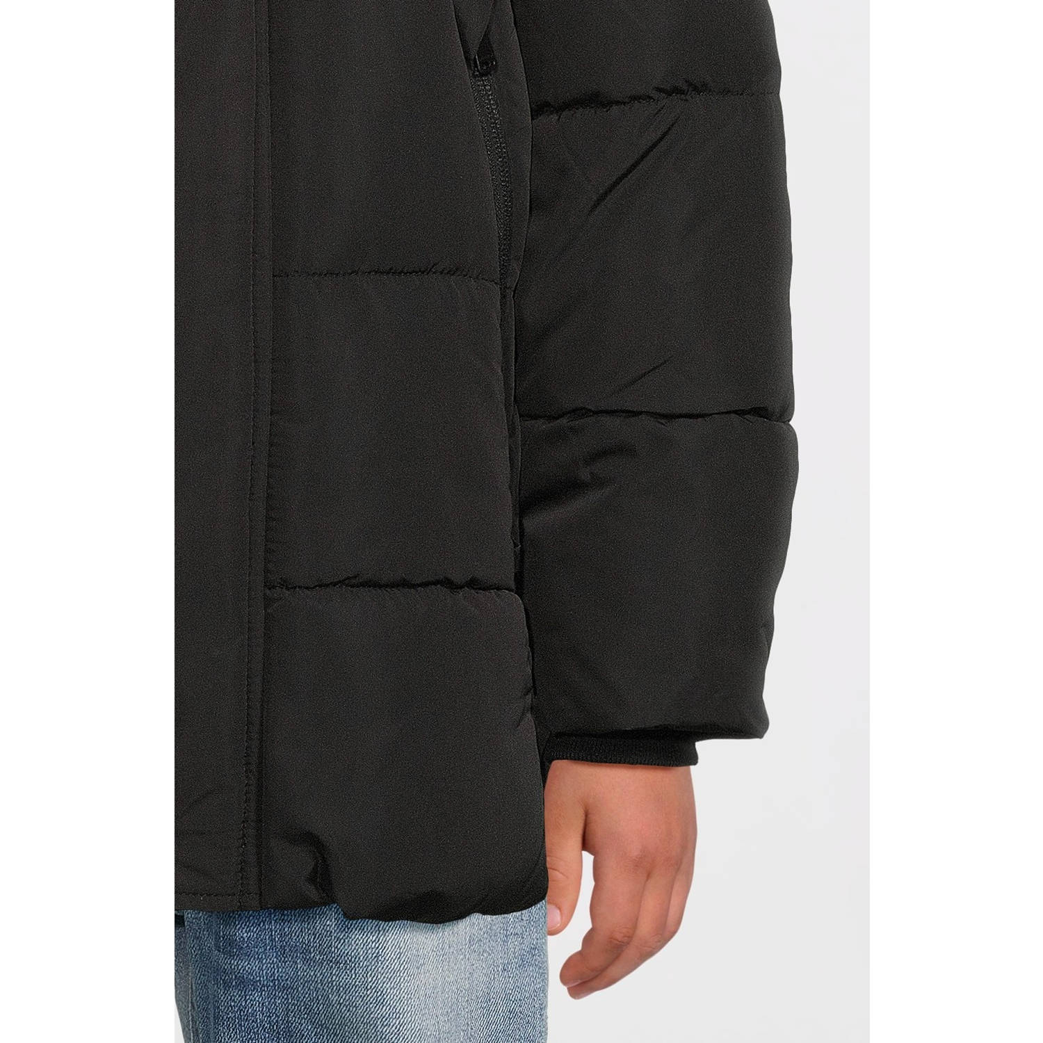 NAME IT KIDS gewatteerde winterjas NKMMEMO zwart