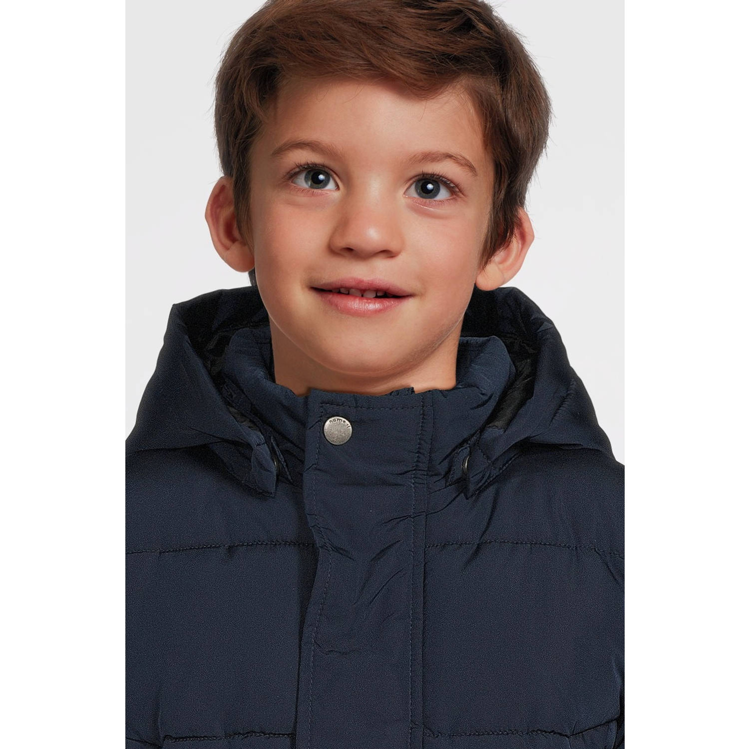 NAME IT KIDS gewatteerde winterjas NKMMEMO donkerblauw