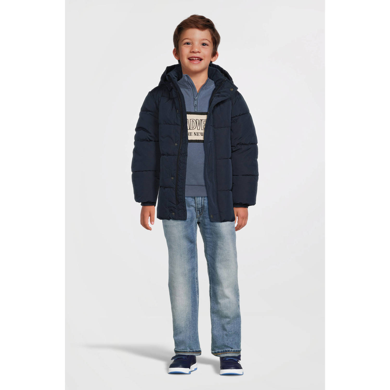 NAME IT KIDS gewatteerde winterjas NKMMEMO donkerblauw