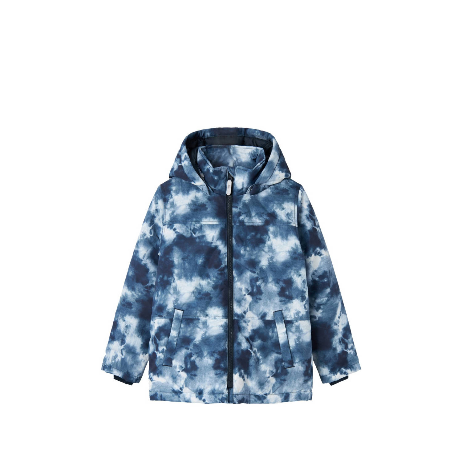 NAME IT KIDS winterjas NKMMAX met all over print donkerblauw lichtblauw