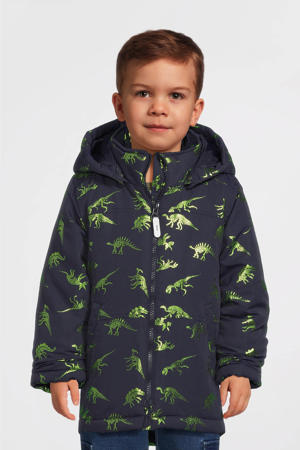 winterjas NMMMAX met all over print donkerblauw/groen
