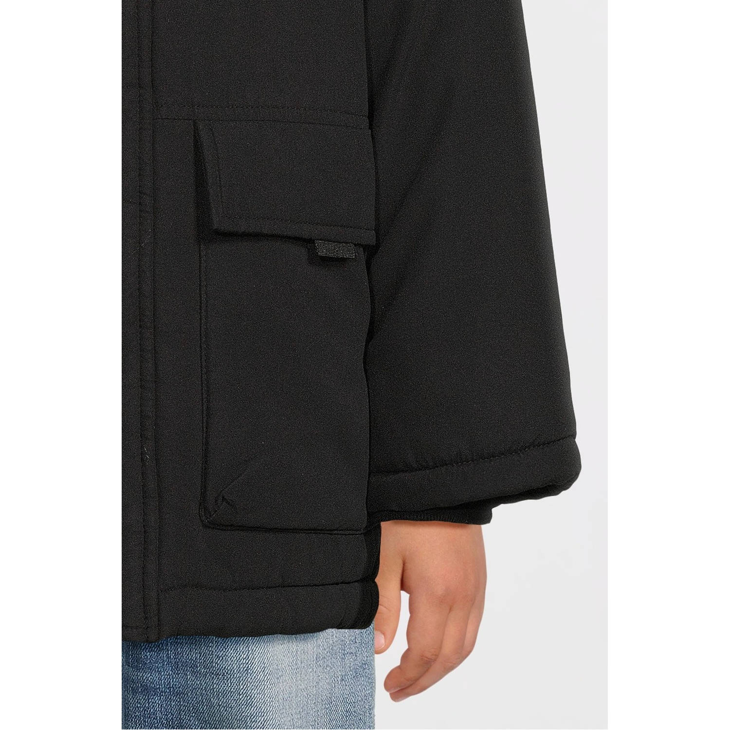 NAME IT KIDS gewatteerde winterjas NMMMASTER zwart