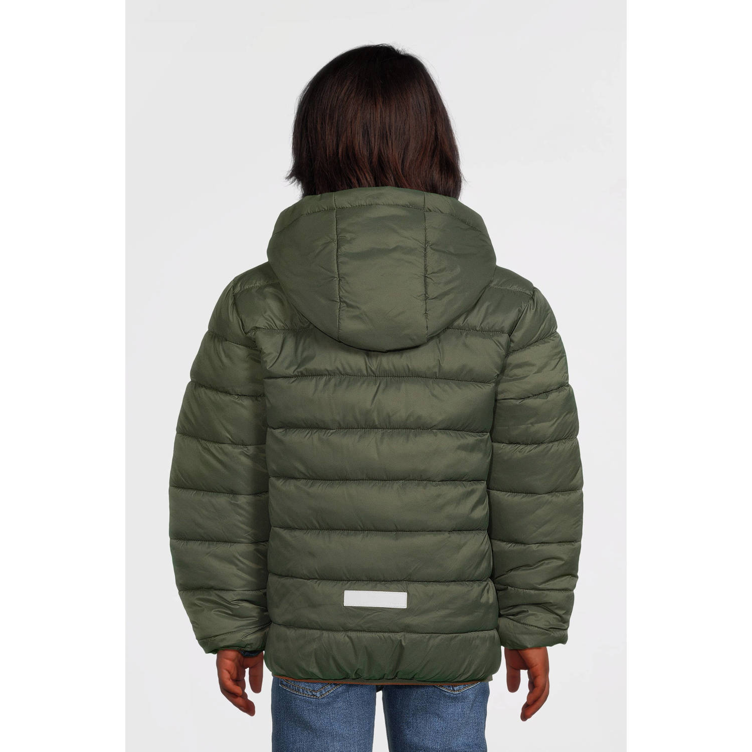 NAME IT KIDS gewatteerde winterjas NKMMONAY groen