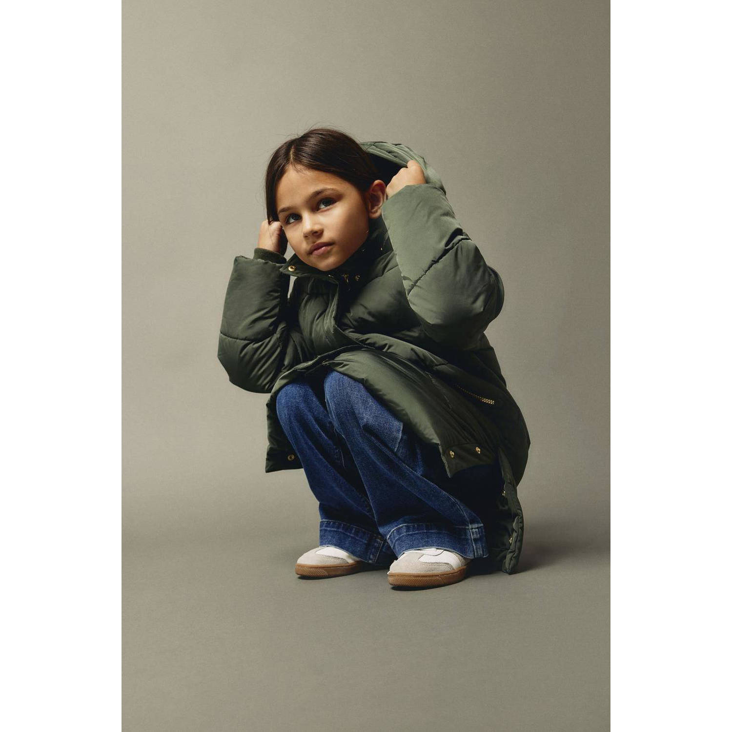 NAME IT KIDS gewatteerde winterjas NKFMEMO donkergroen