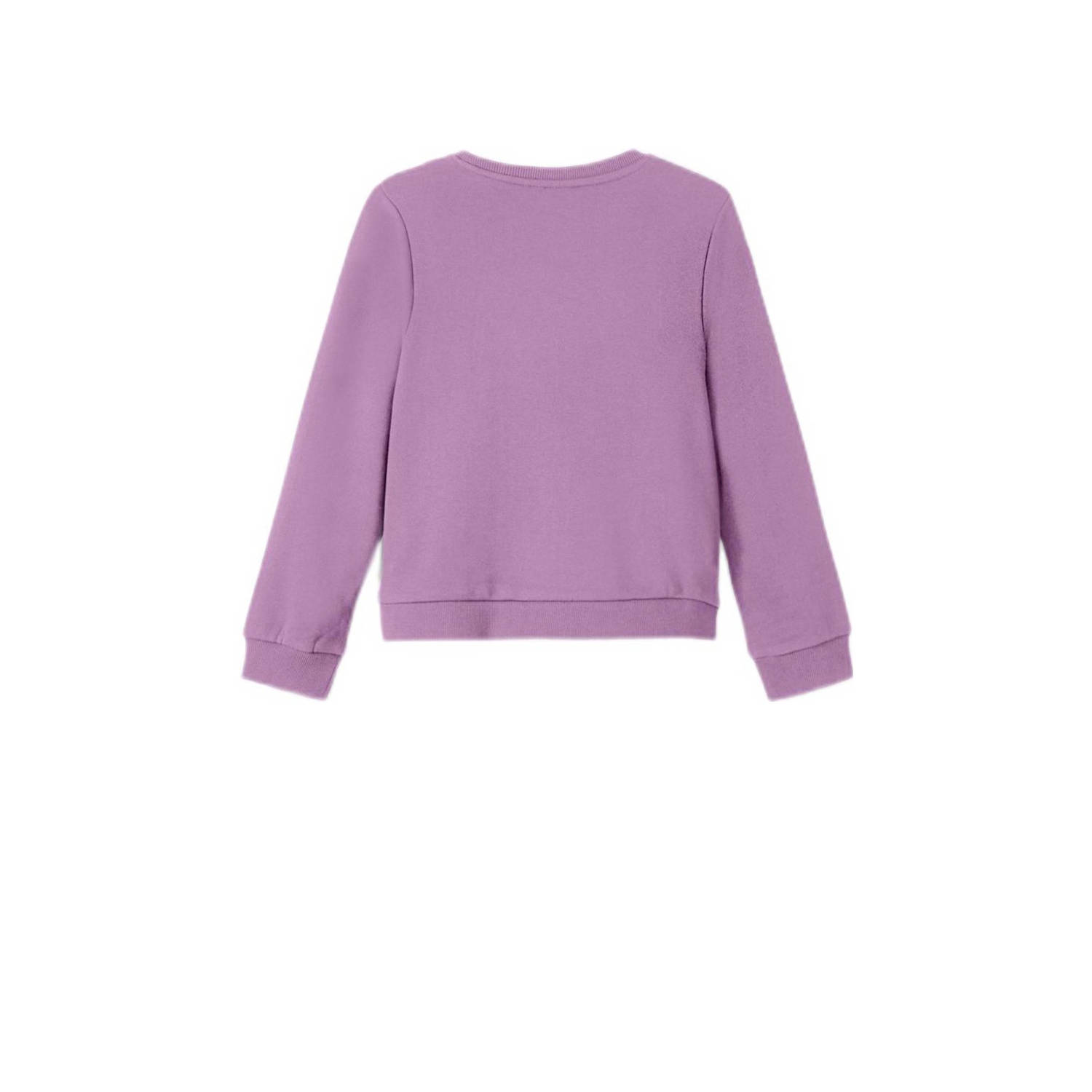 NAME IT KIDS sweater met printopdruk lichtpaars