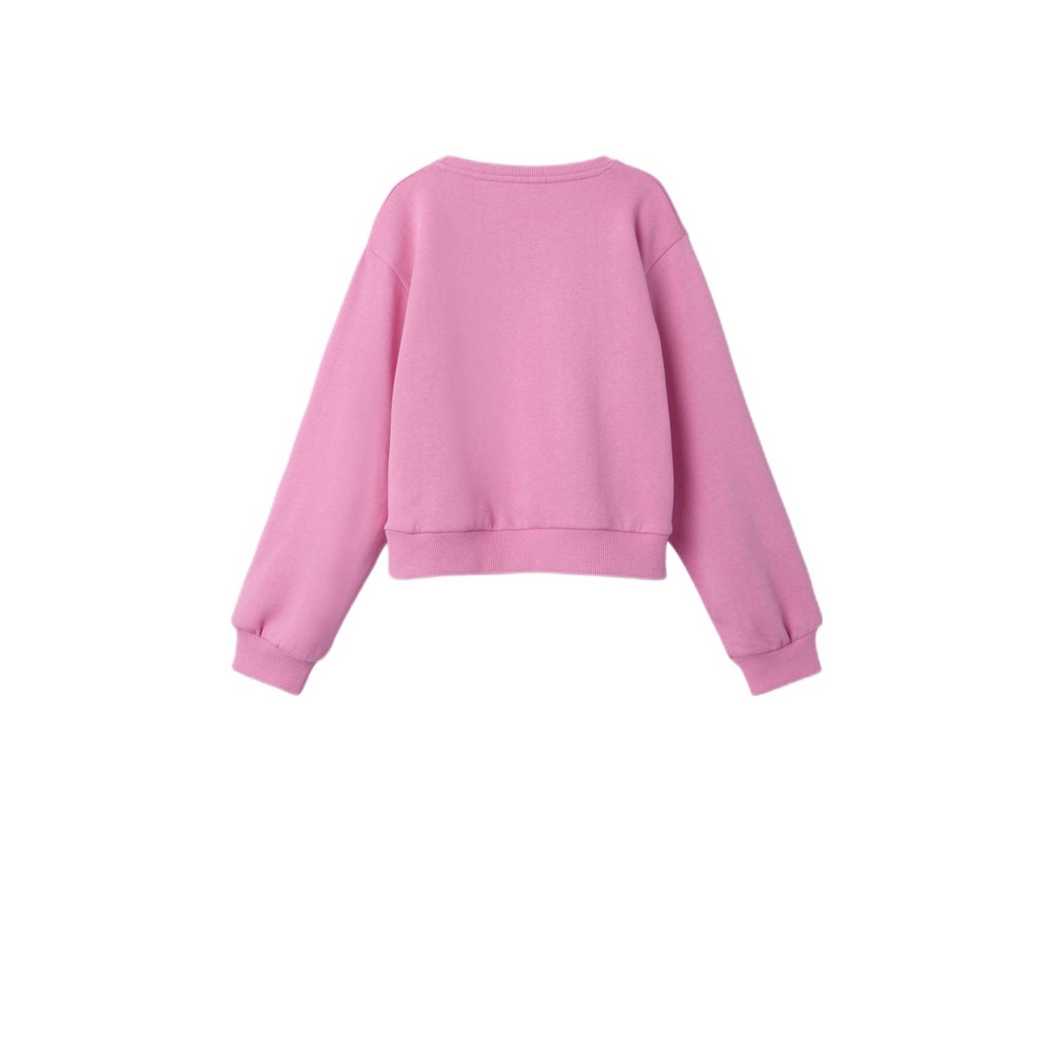 NAME IT KIDS sweater NKFPLILJE met tekst roze