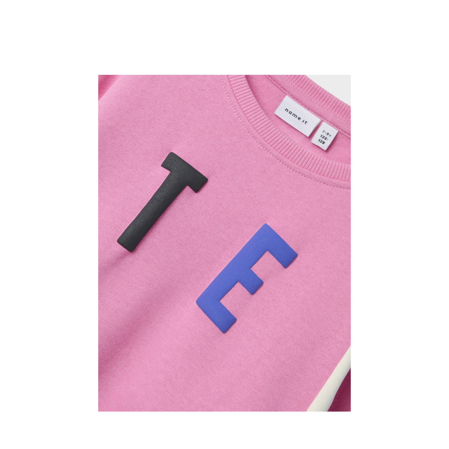 NAME IT KIDS sweater NKFPLILJE met tekst roze