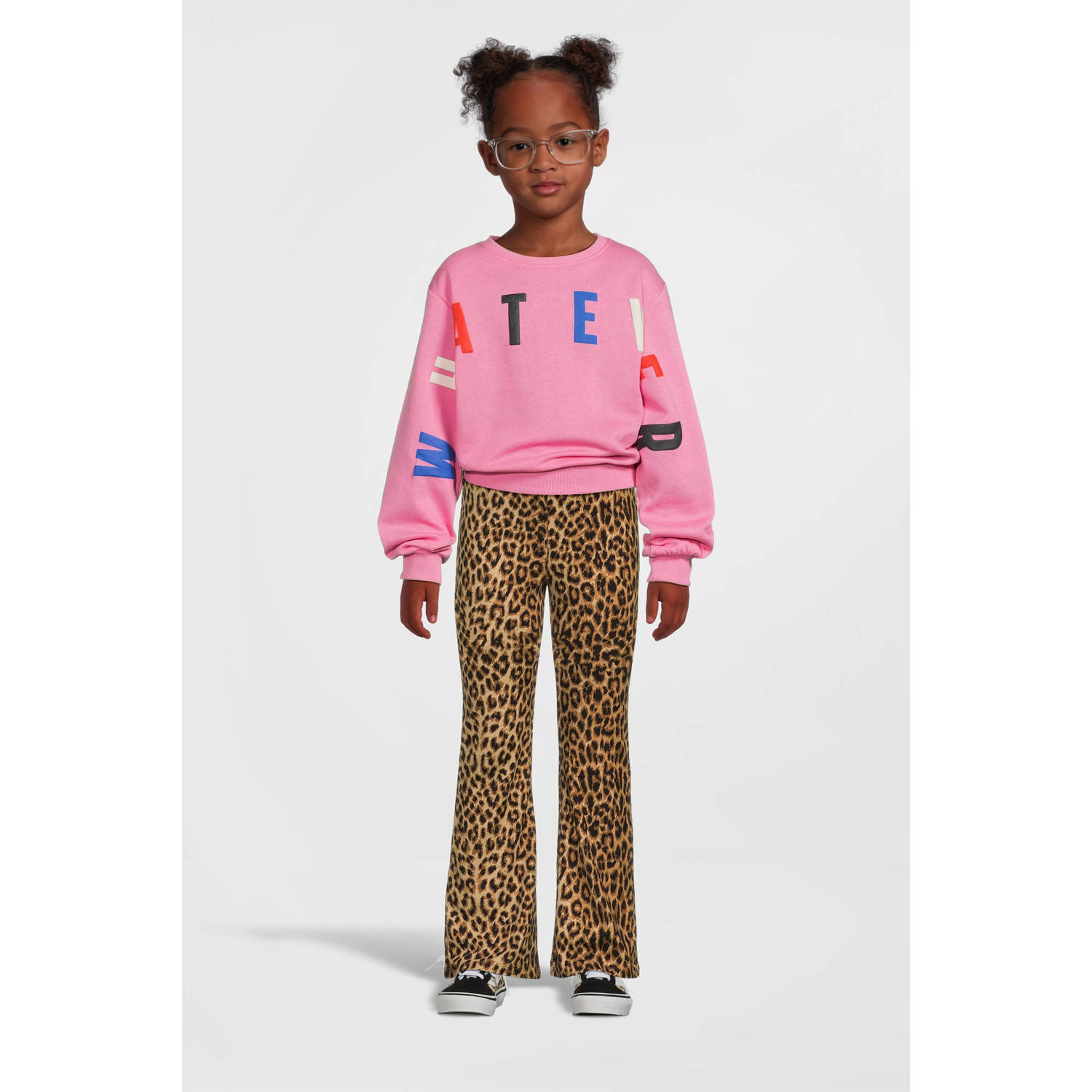 NAME IT KIDS sweater NKFPLILJE met tekst roze