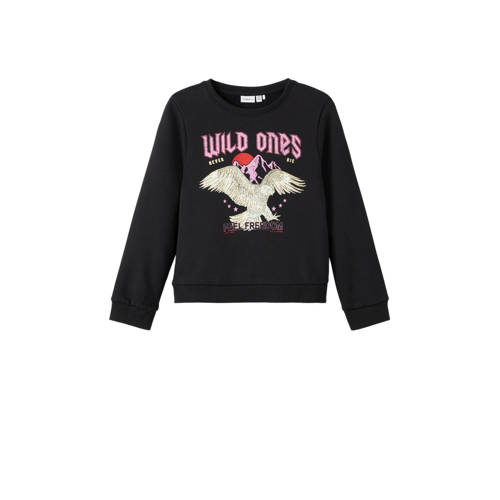 NAME IT KIDS sweater met printopdruk zwart afbeelding