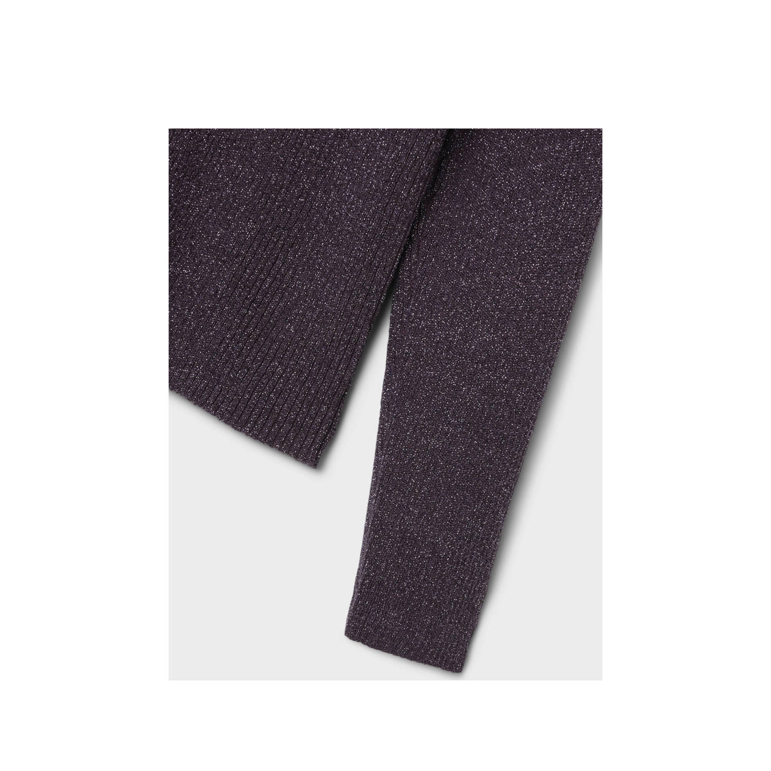 NAME IT KIDS top NKFPRIAGLITTER met glitters aubergine