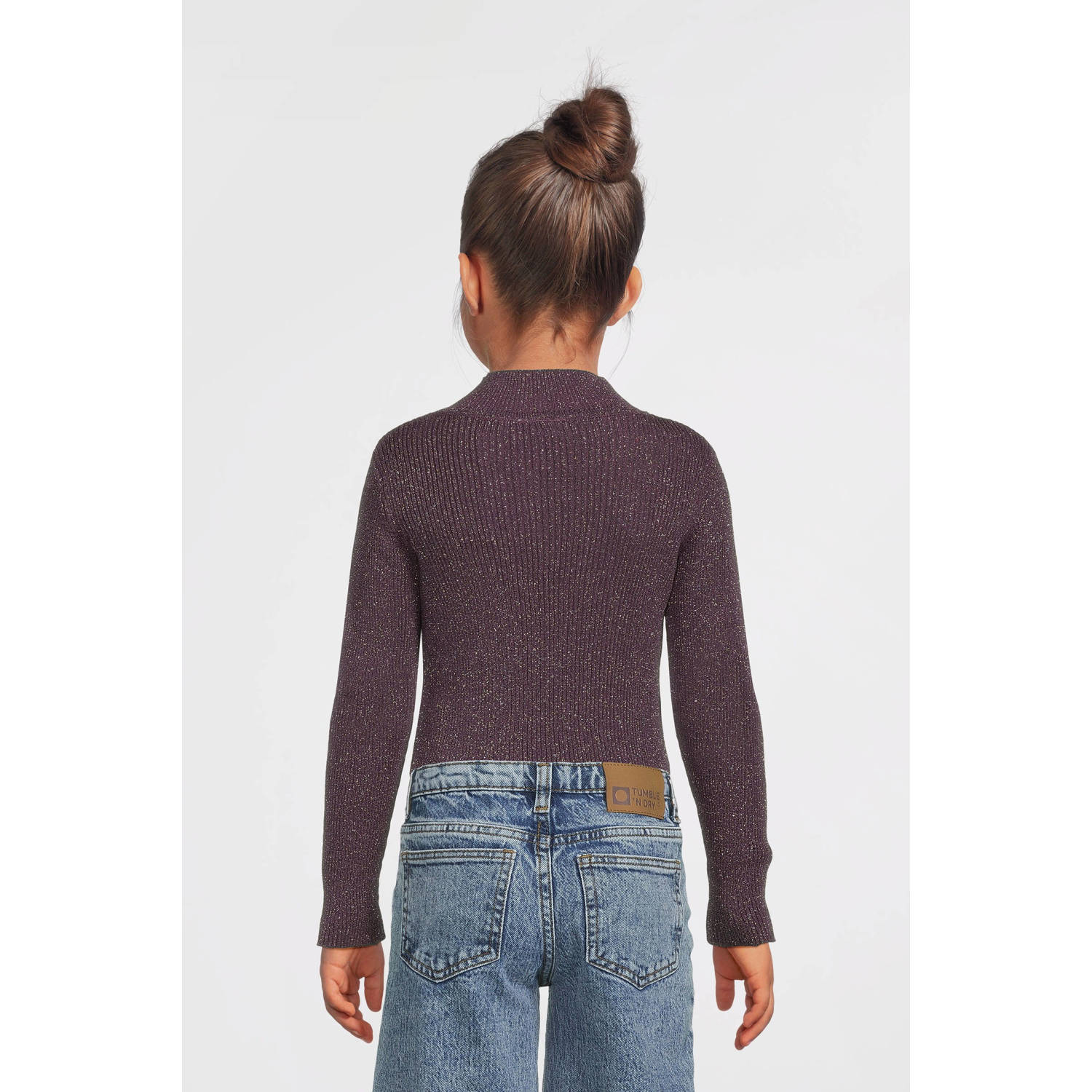 NAME IT KIDS top NKFPRIAGLITTER met glitters aubergine