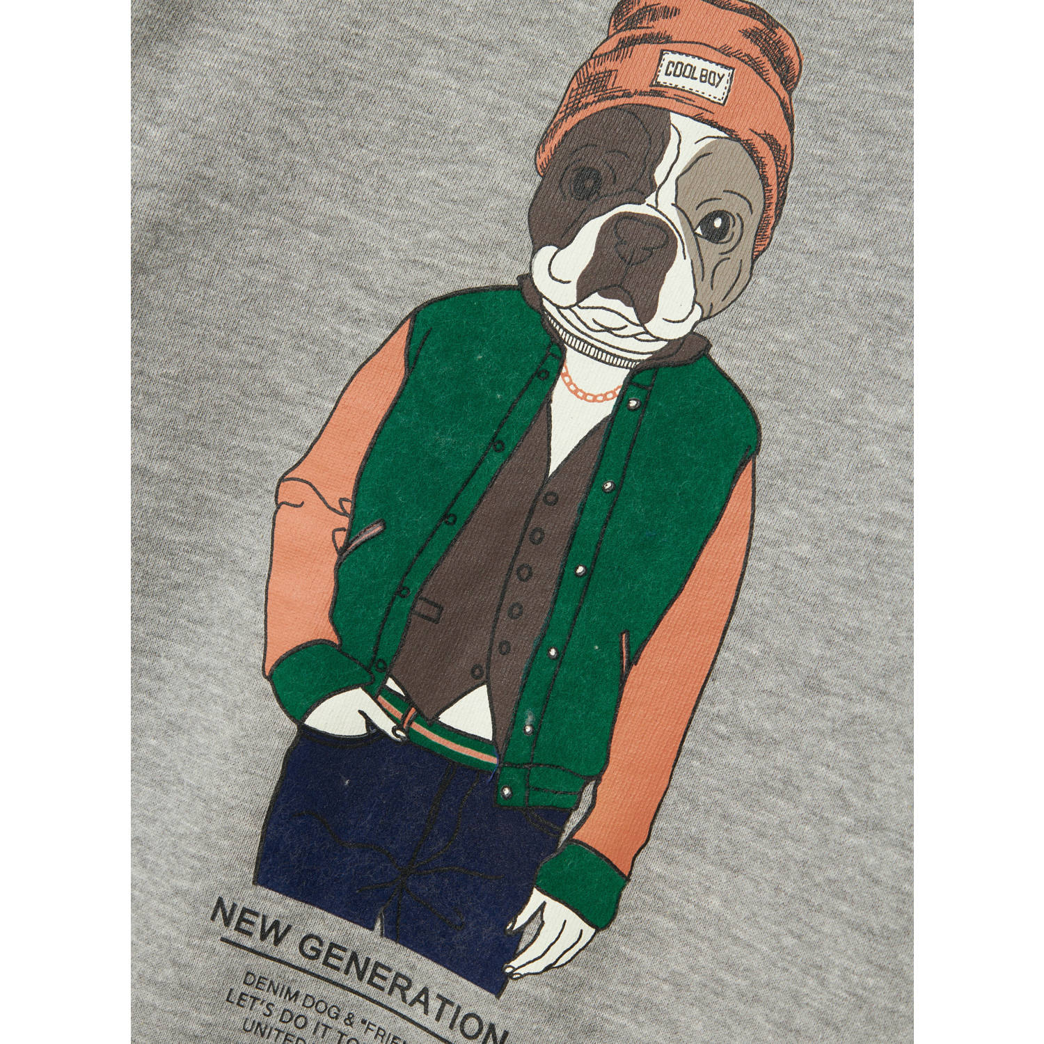 NAME IT KIDS sweater met printopdruk grijs melange