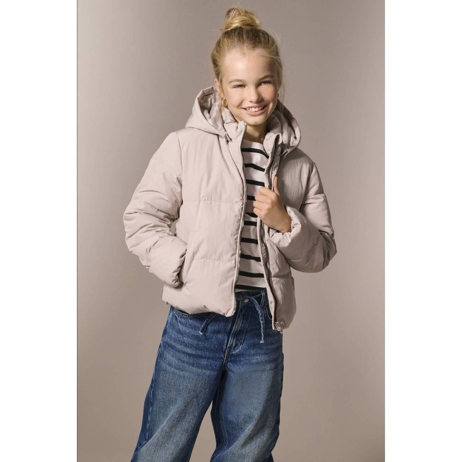 ONLY KIDS GIRL gewatteerde winterjas KOGDOLLY greige