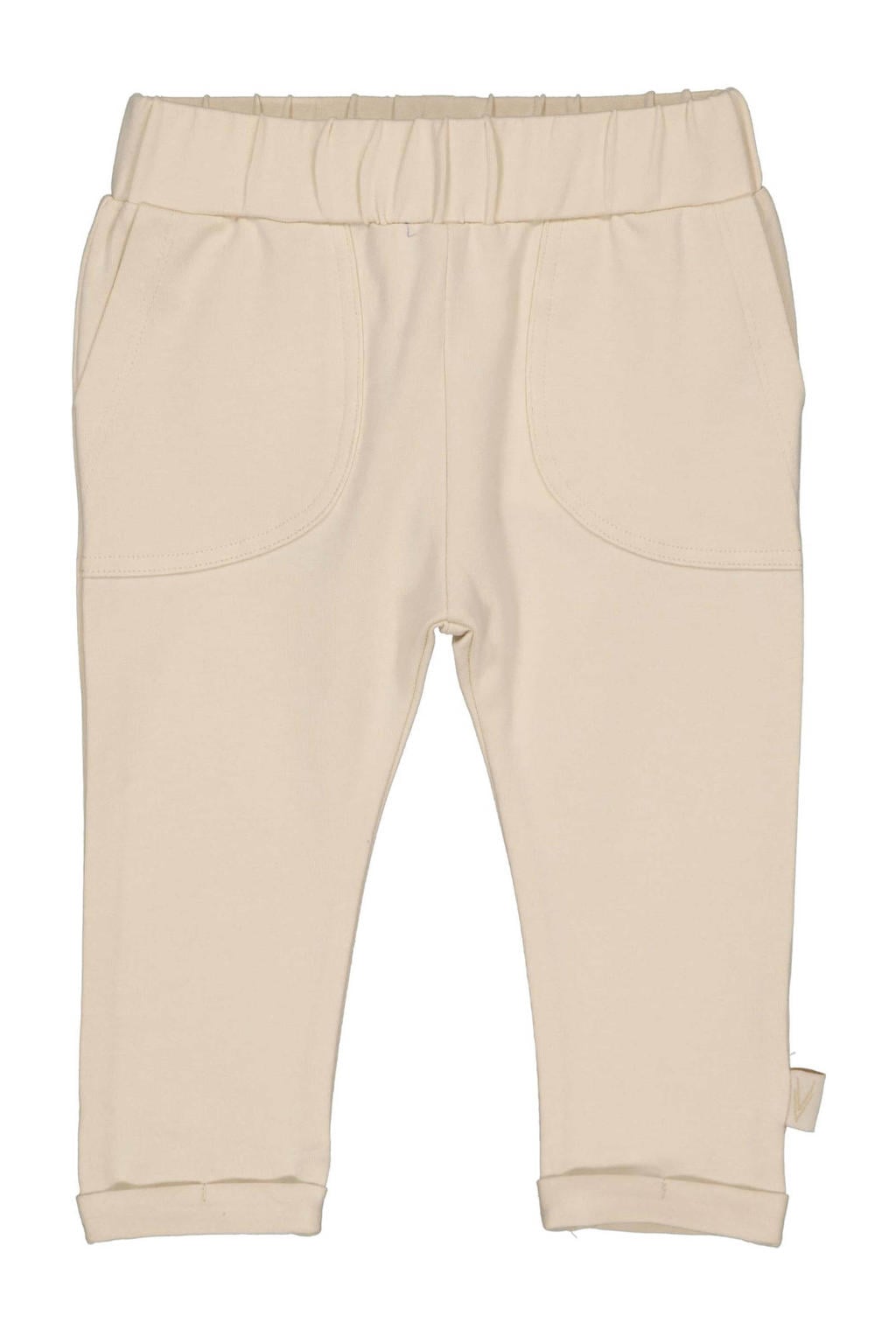 Beige jongens LEVV Newborn baby broek van stretchkatoen met elastische tailleband en effen