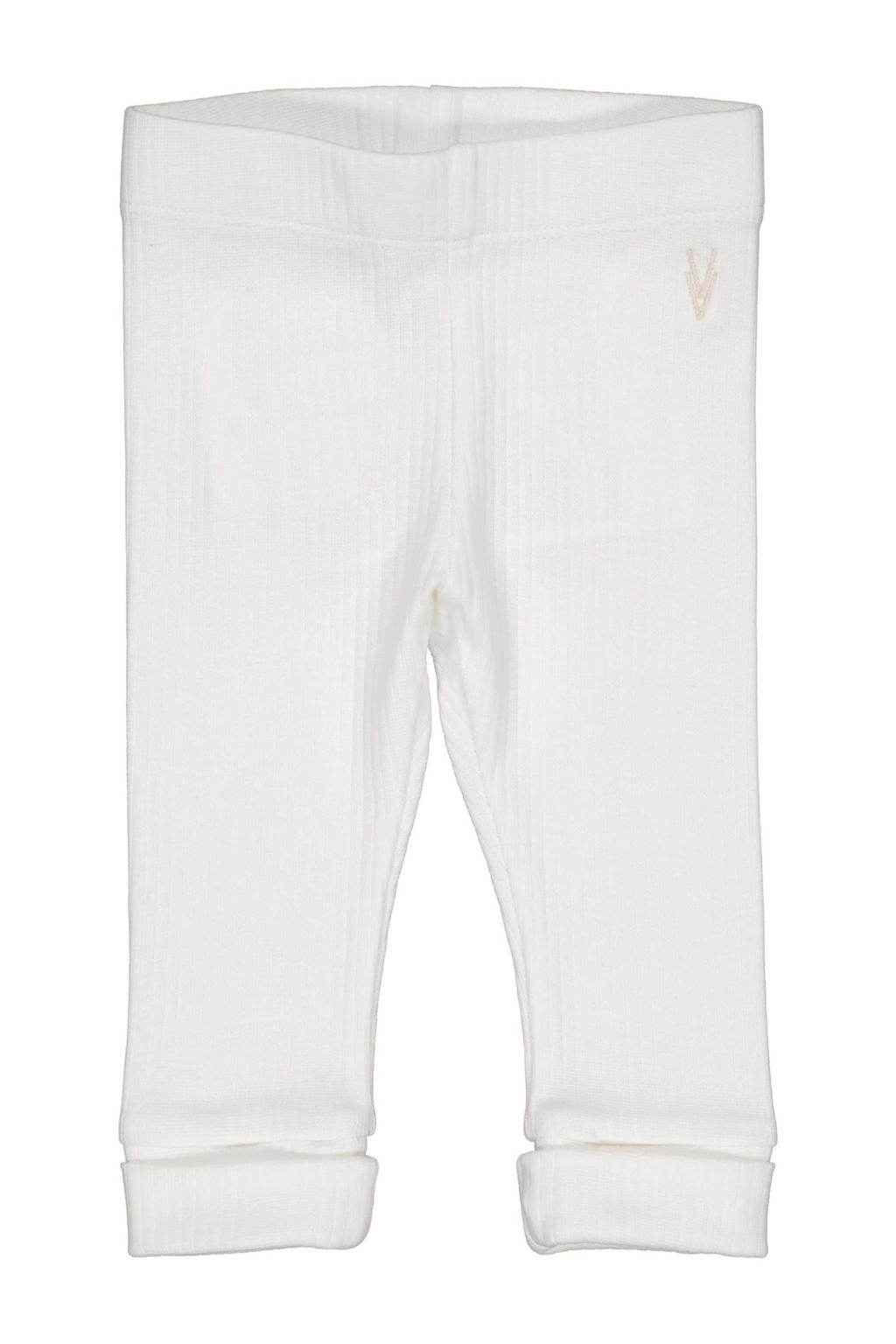 Ivoorkleurige meisjes LEVV baby regular fit broek van stretchkatoen met elastische tailleband en effen