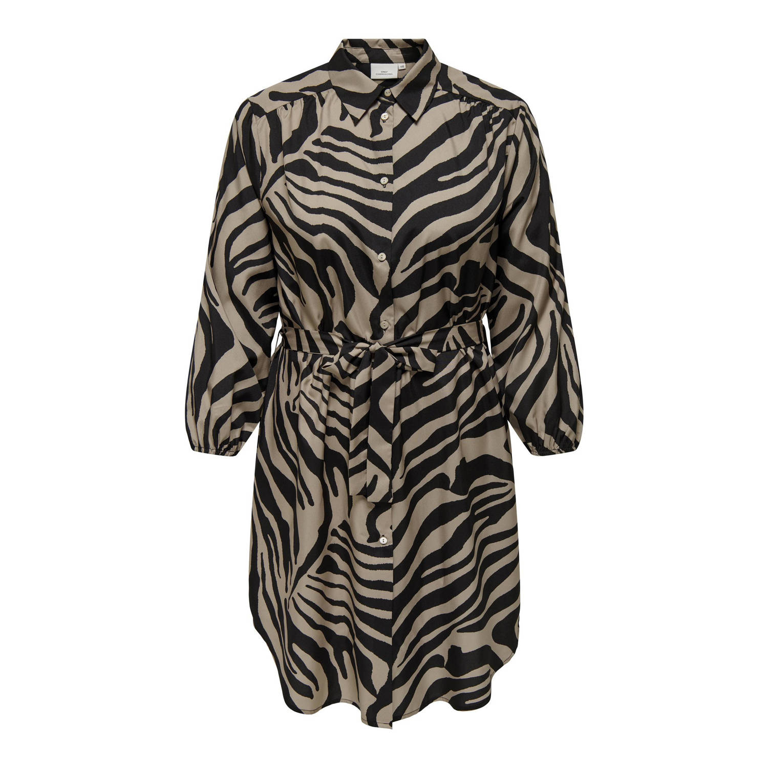 ONLY CARMAKOMA blousejurk CARZALIKA met zebraprint zwart beige