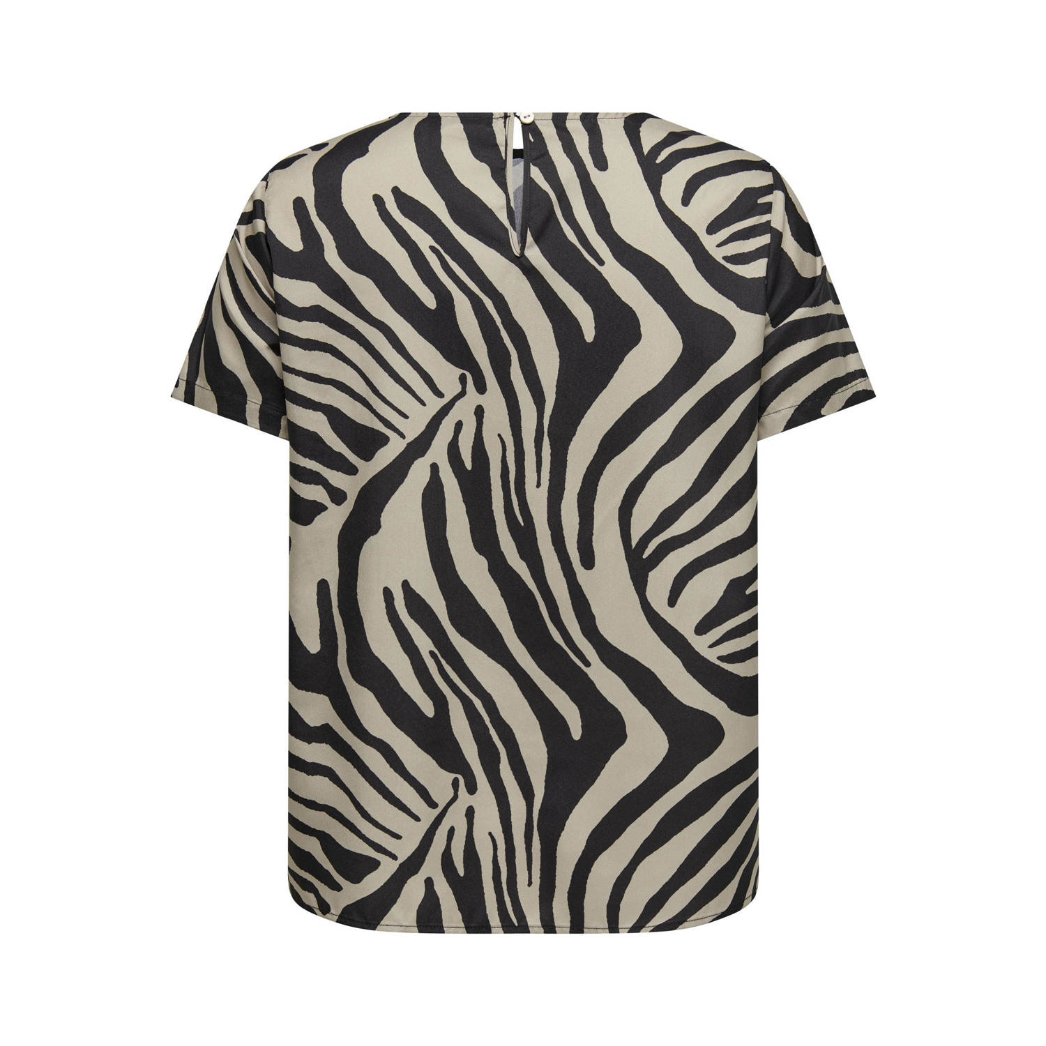 ONLY CARMAKOMA top met zebraprint zwart beige