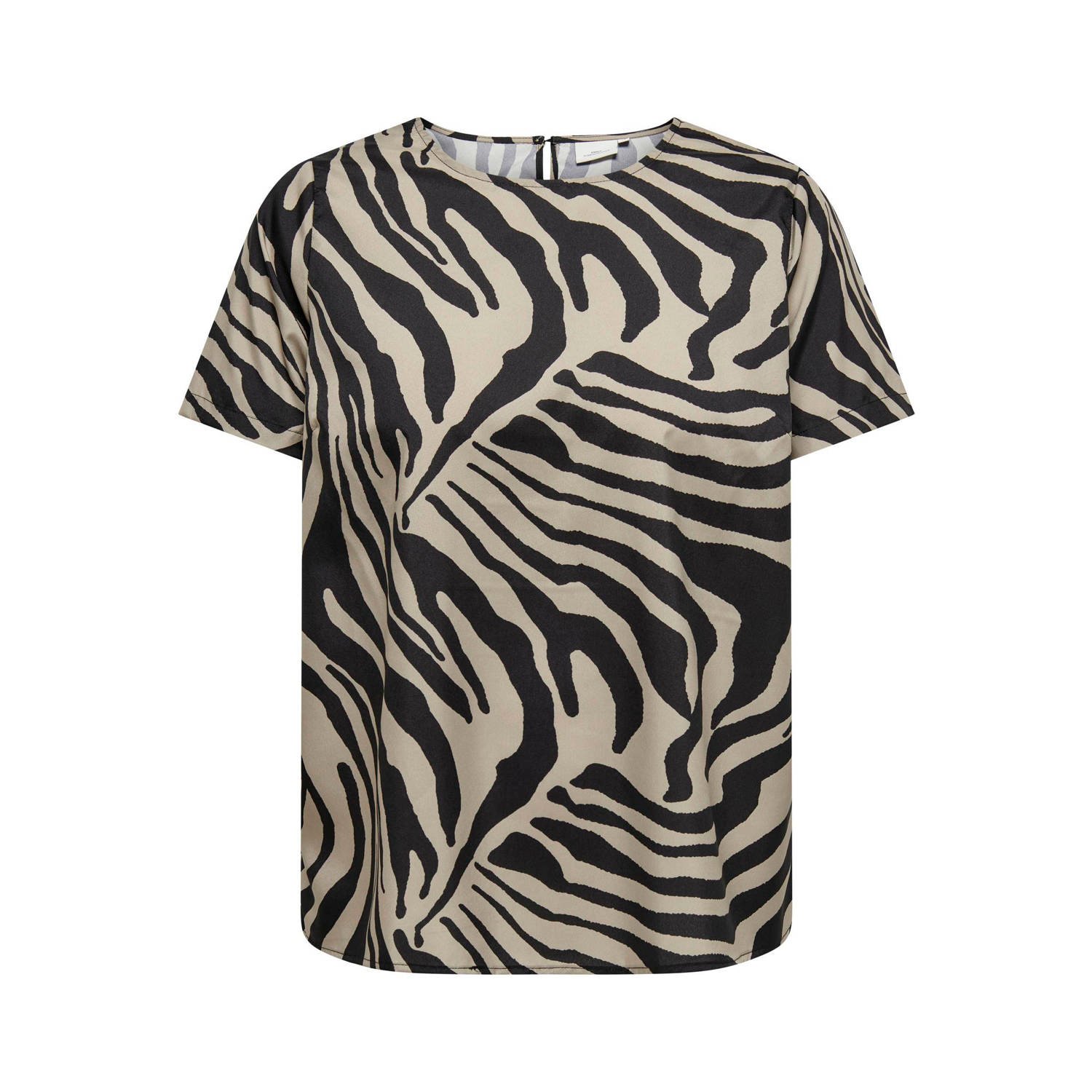 Only Carmakoma Leo Print Korte Mouw Top Black Dames