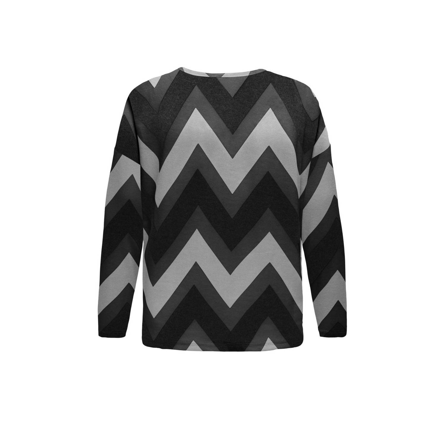 ONLY CARMAKOMA top CARKAYA met grafische print zwart grijs