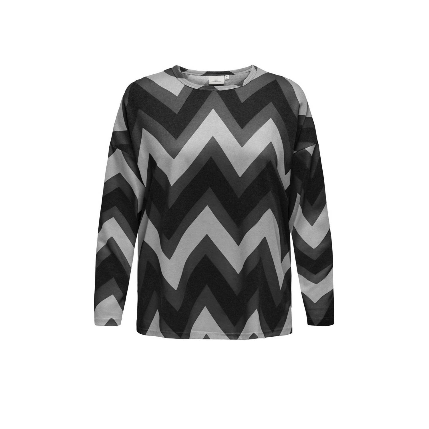 ONLY CARMAKOMA top CARKAYA met grafische print zwart grijs