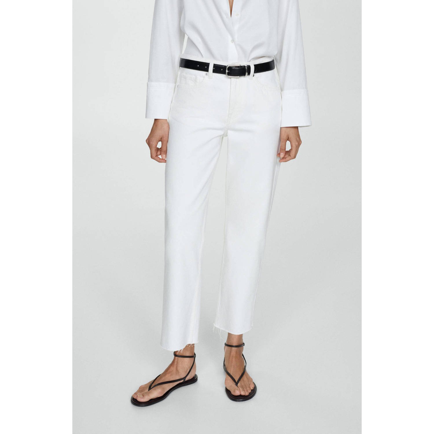 Mango straight fit broek wit