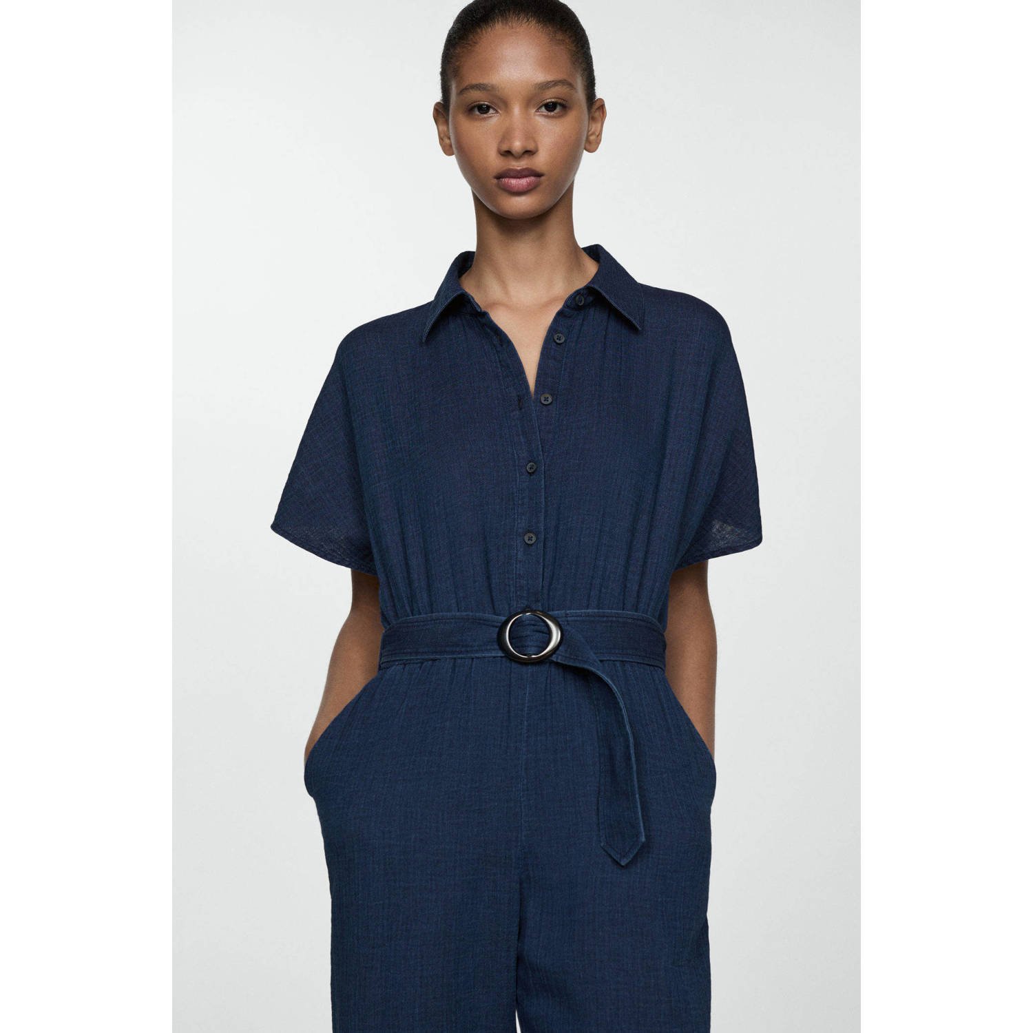 Mango gemêleerde jumpsuit dark blue denim