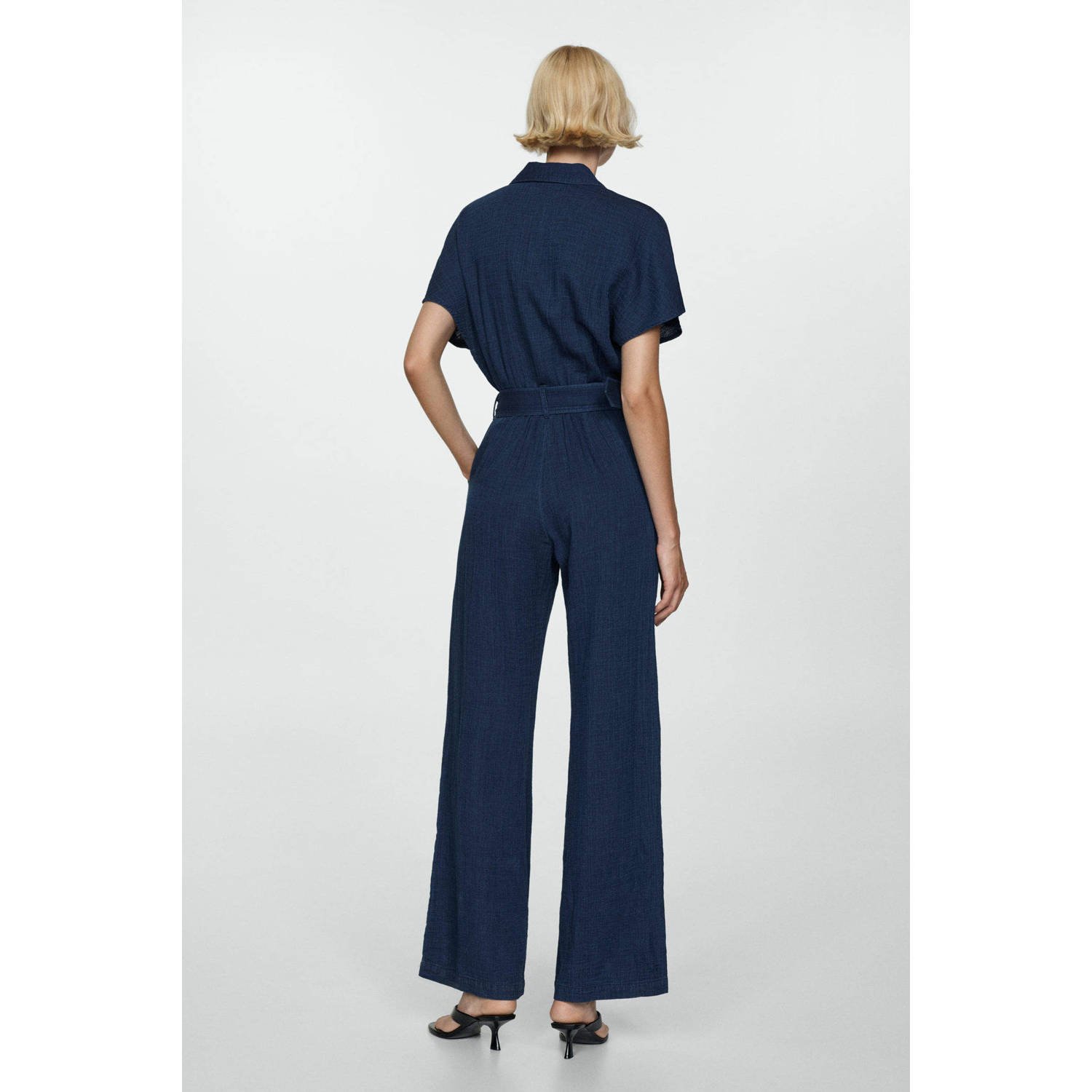 Mango gemêleerde jumpsuit dark blue denim