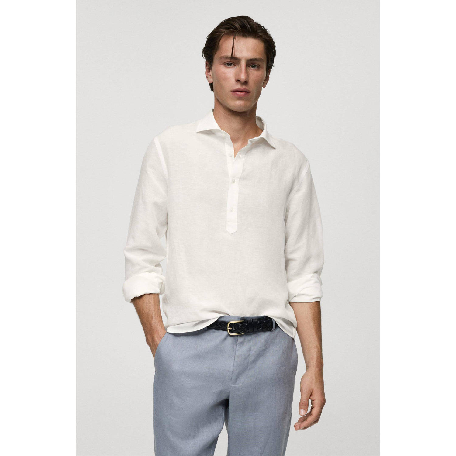 Mango Man loose fit overhemd naturel wit