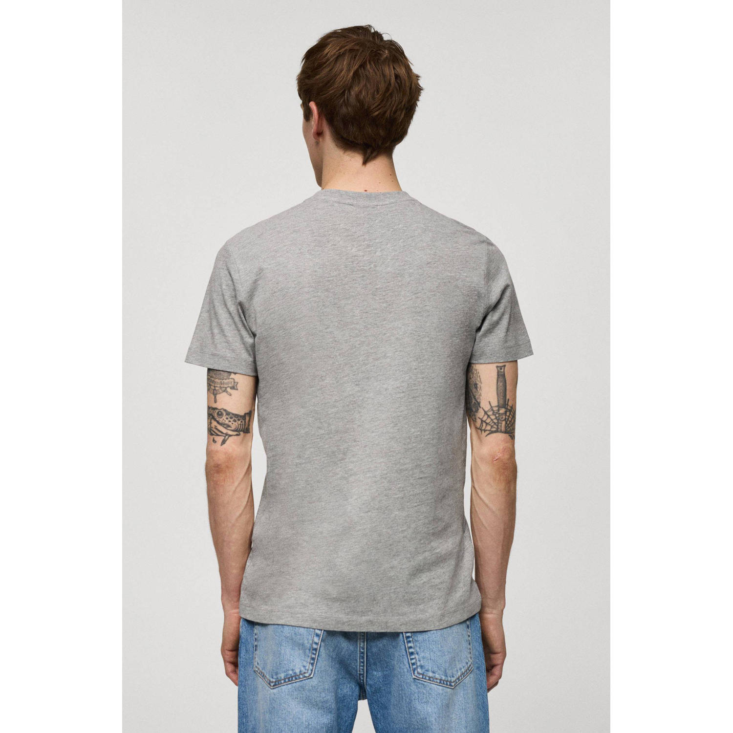 Mango Man T-shirt lichtgrijs