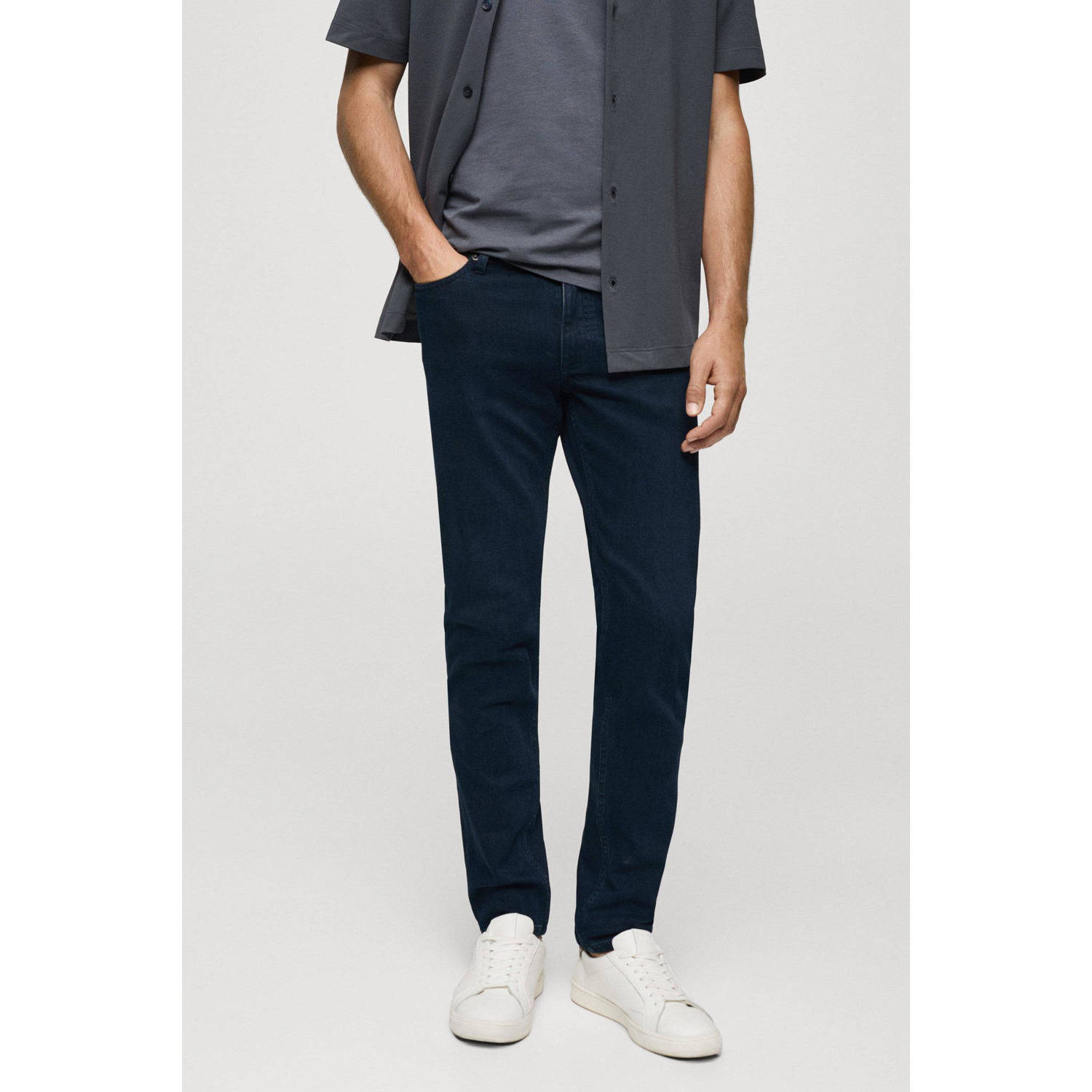 Mango Man slim fit jeans changeant blauw