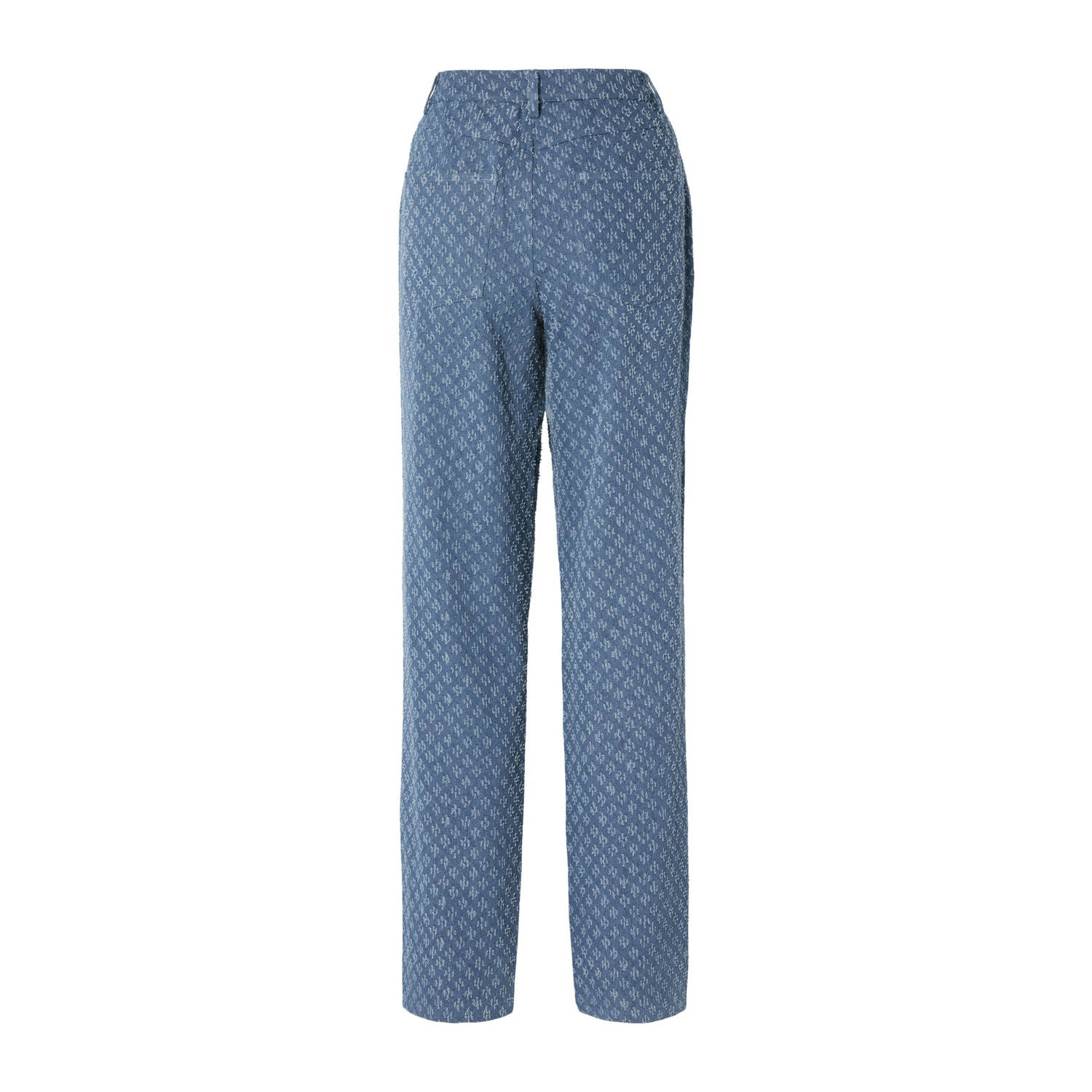 PIECES geruite straight leg jeans PCDAISY medium blue denim