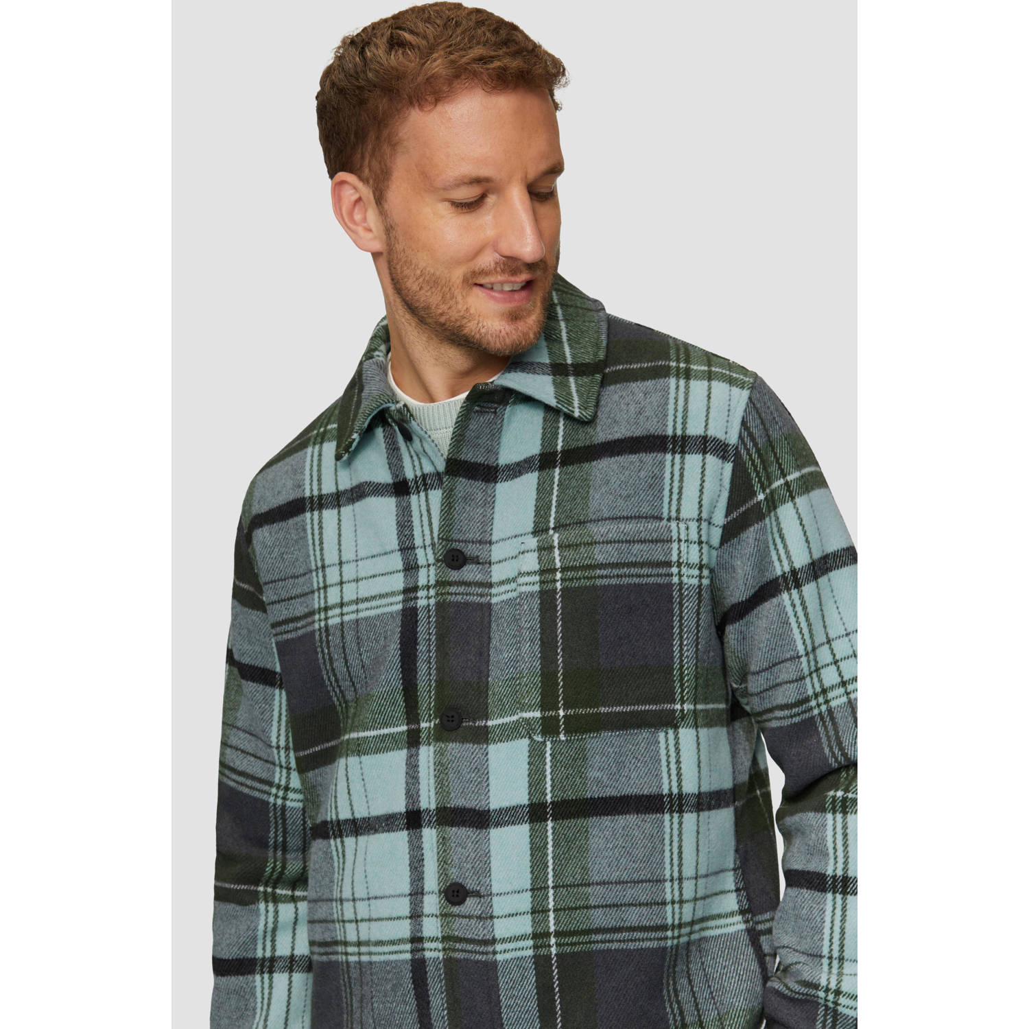 S.Oliver RED LABEL Regular fit overshirt met borstzak en ruitmotief