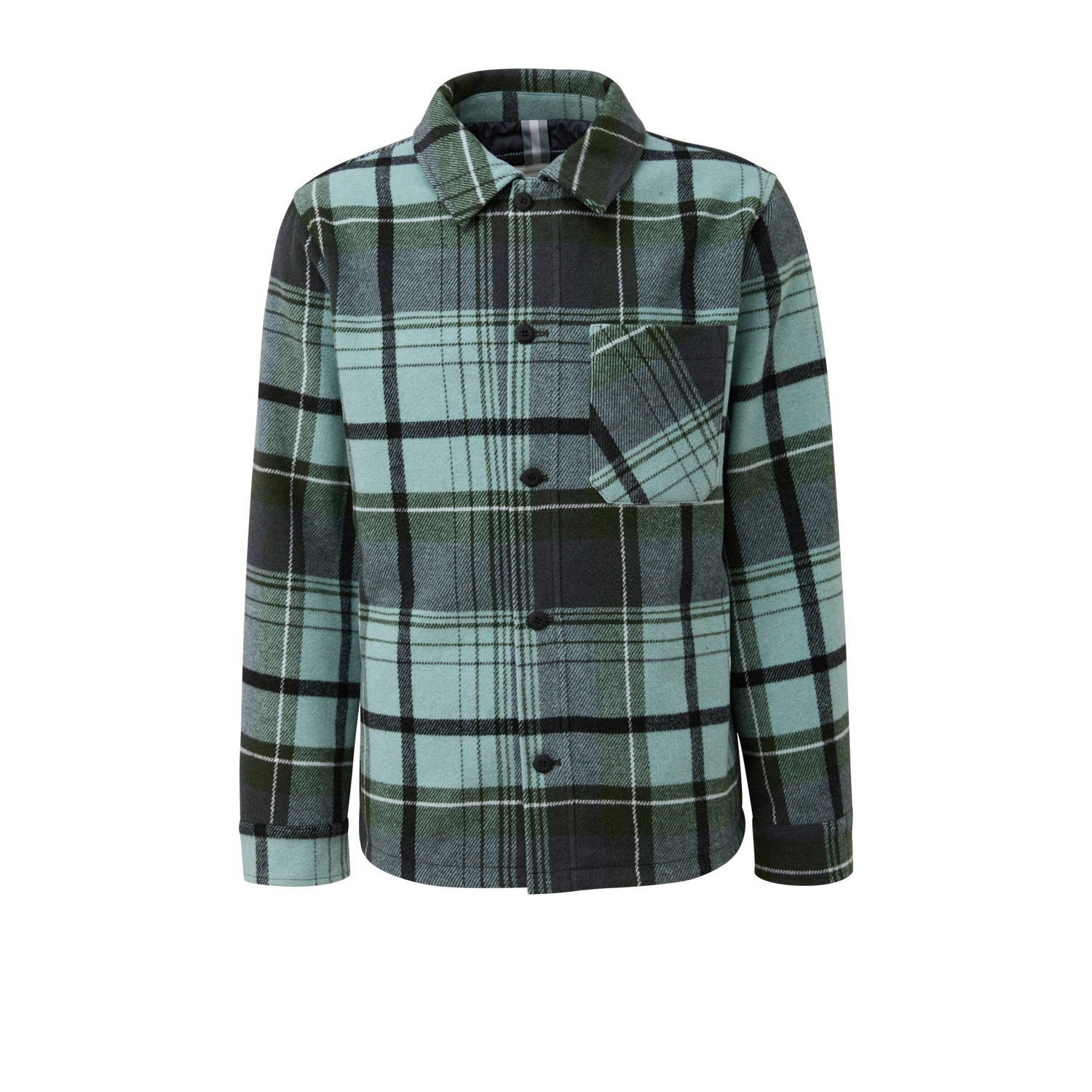 S.Oliver geruit regular fit overshirt met wol groen