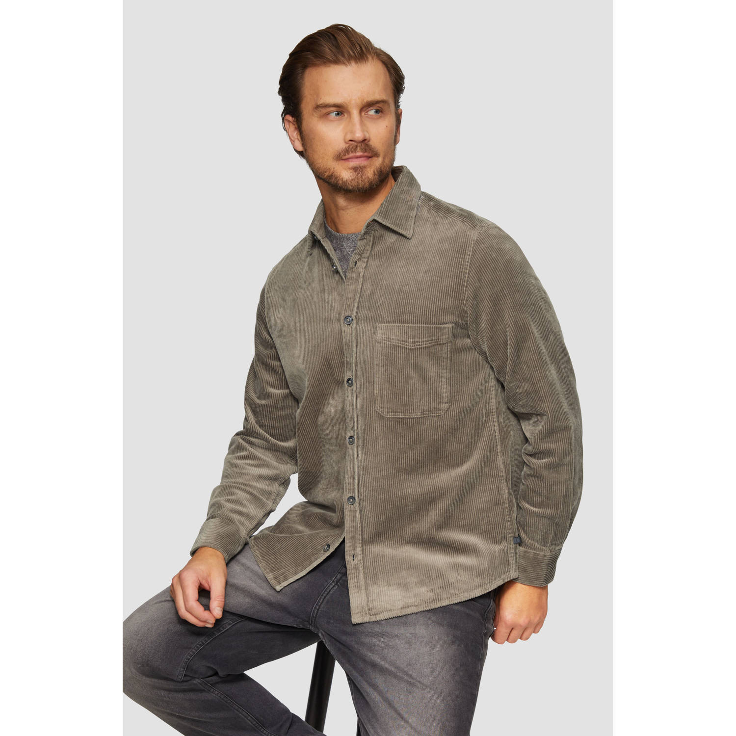 S.Oliver RED LABEL Regular fit corduroy overhemd met borstzak