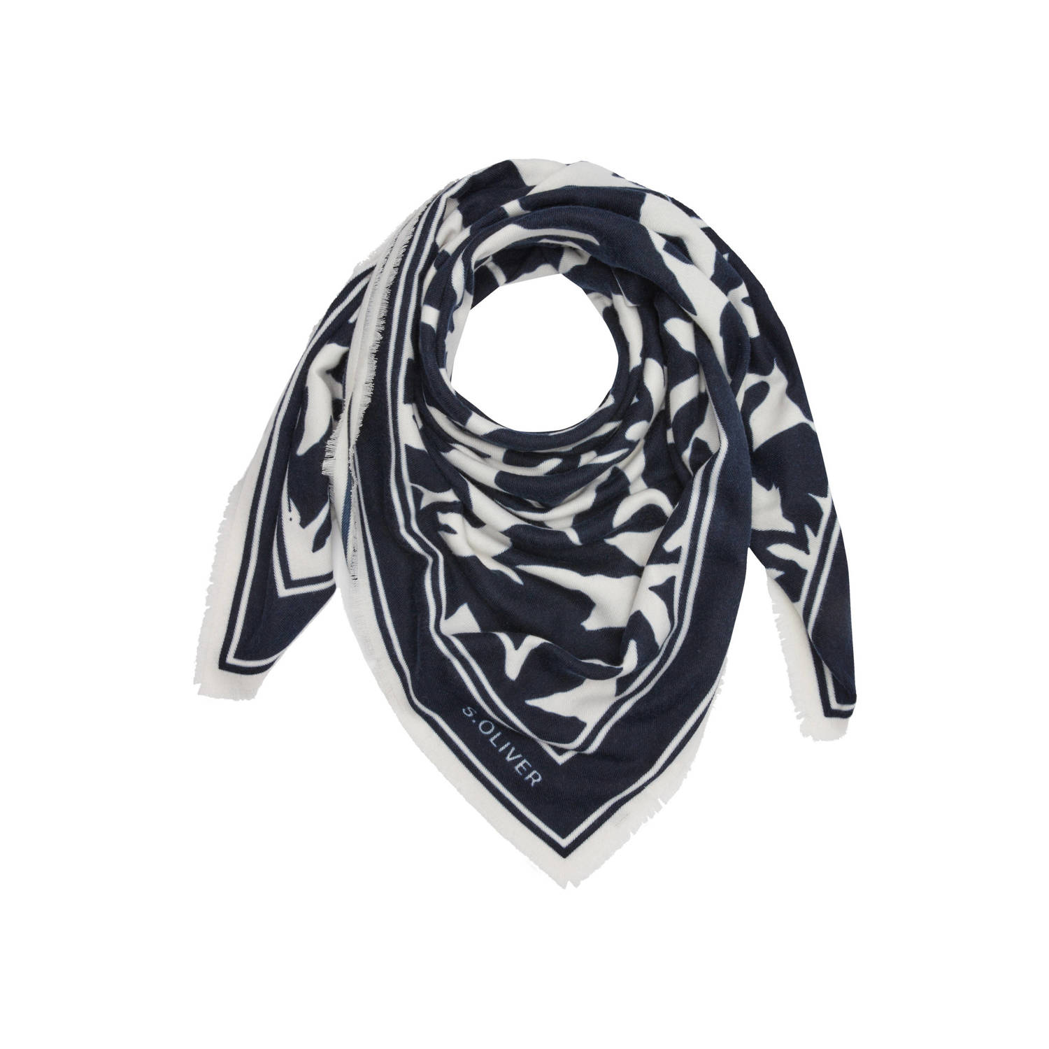 S.Oliver sjaal met all over print donkerblauw