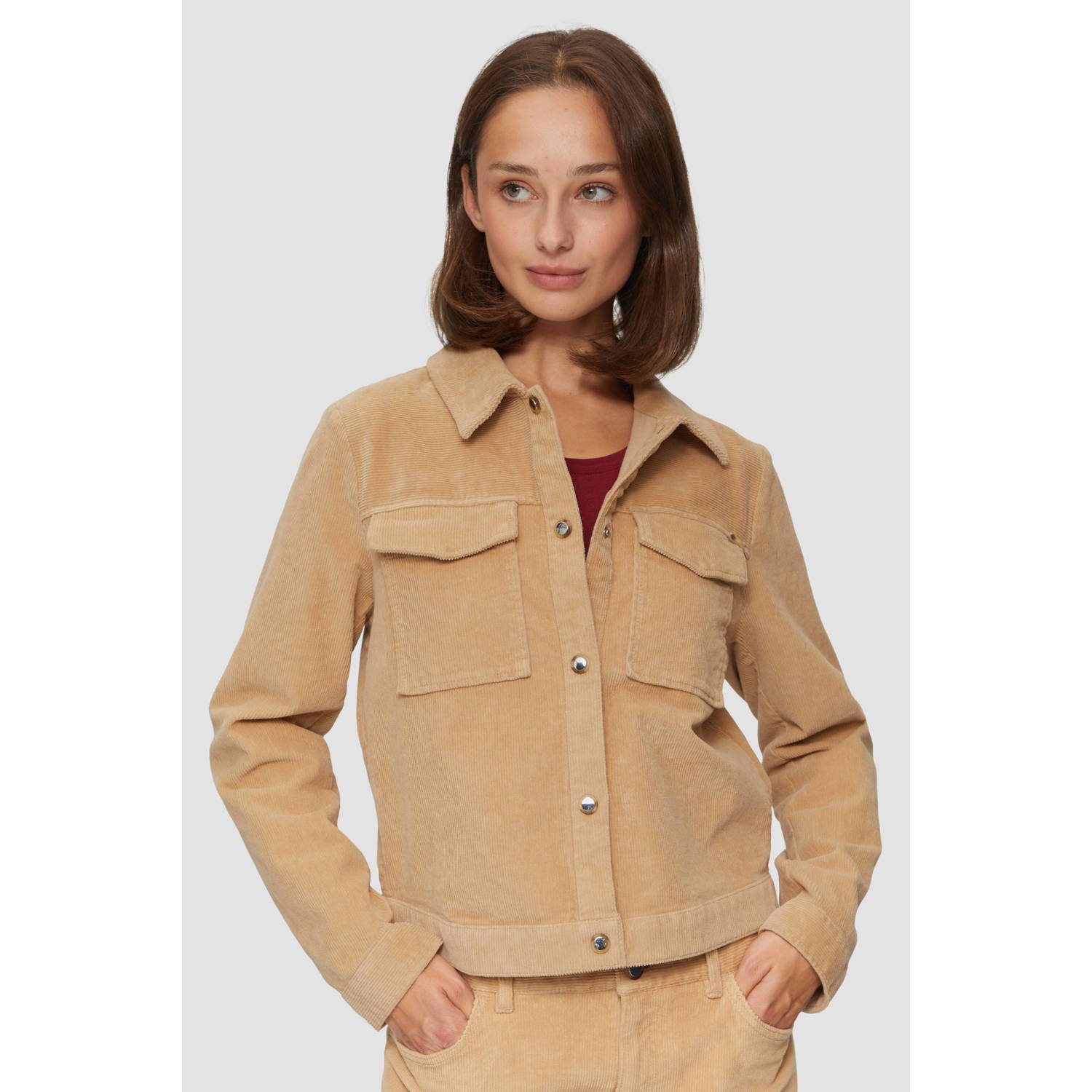 S.Oliver RED LABEL Regular fit corduroy jack van katoenmix met drukknopen
