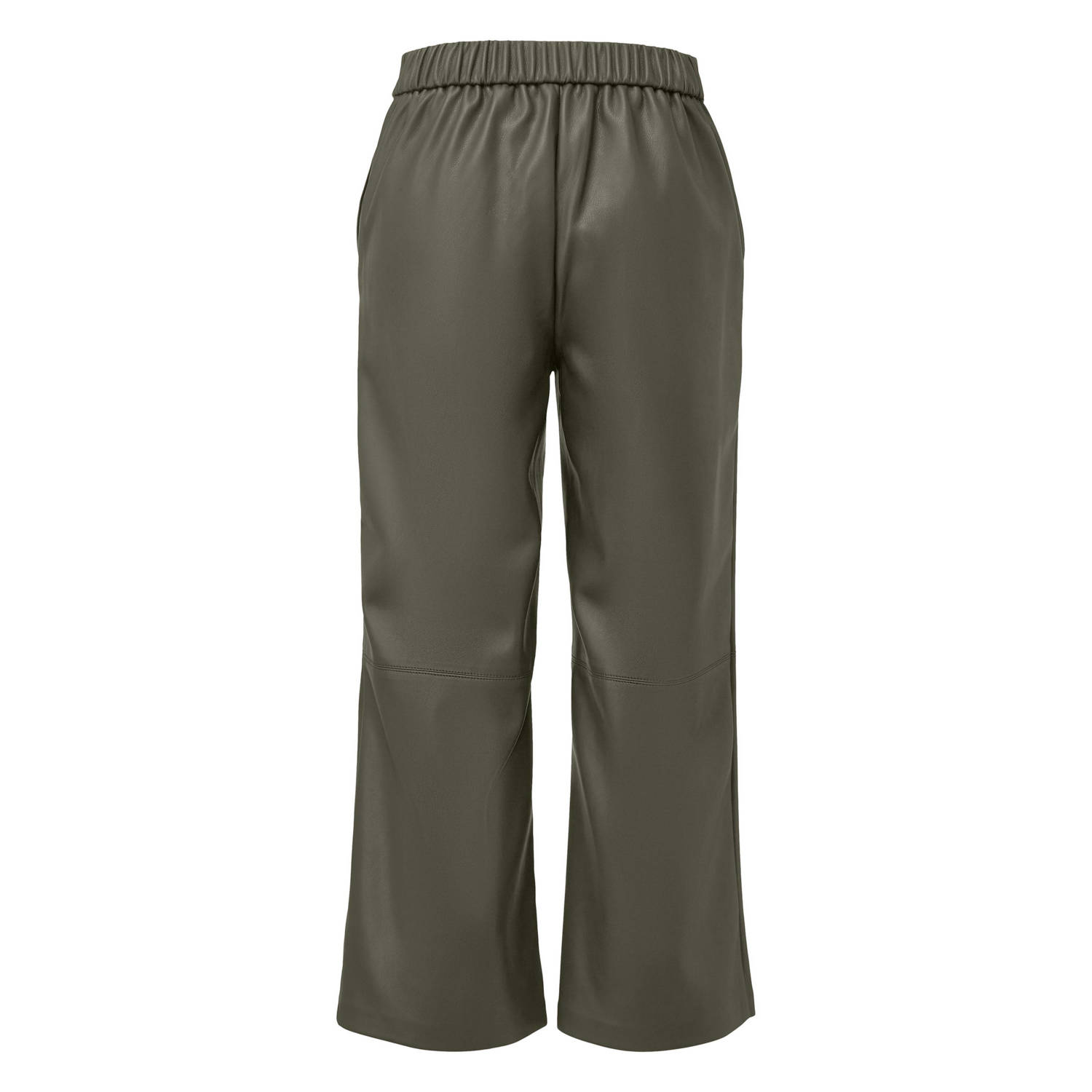 s.Oliver imitatieleren wide leg broek olijfgroen