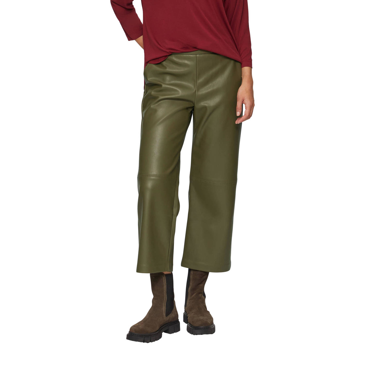 S.Oliver RED LABEL Regular fit culotte in leerlook met naaddetails