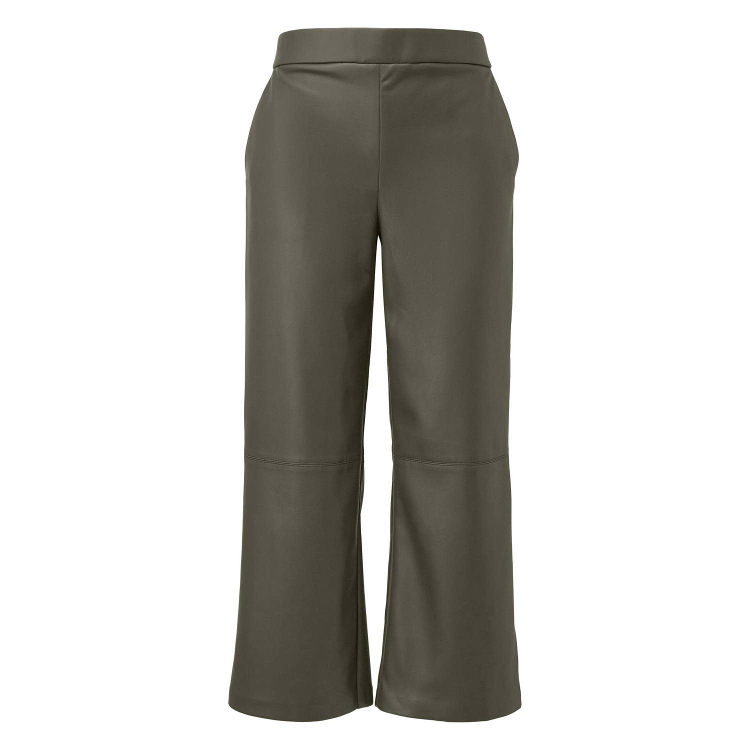s.Oliver imitatieleren wide leg broek olijfgroen