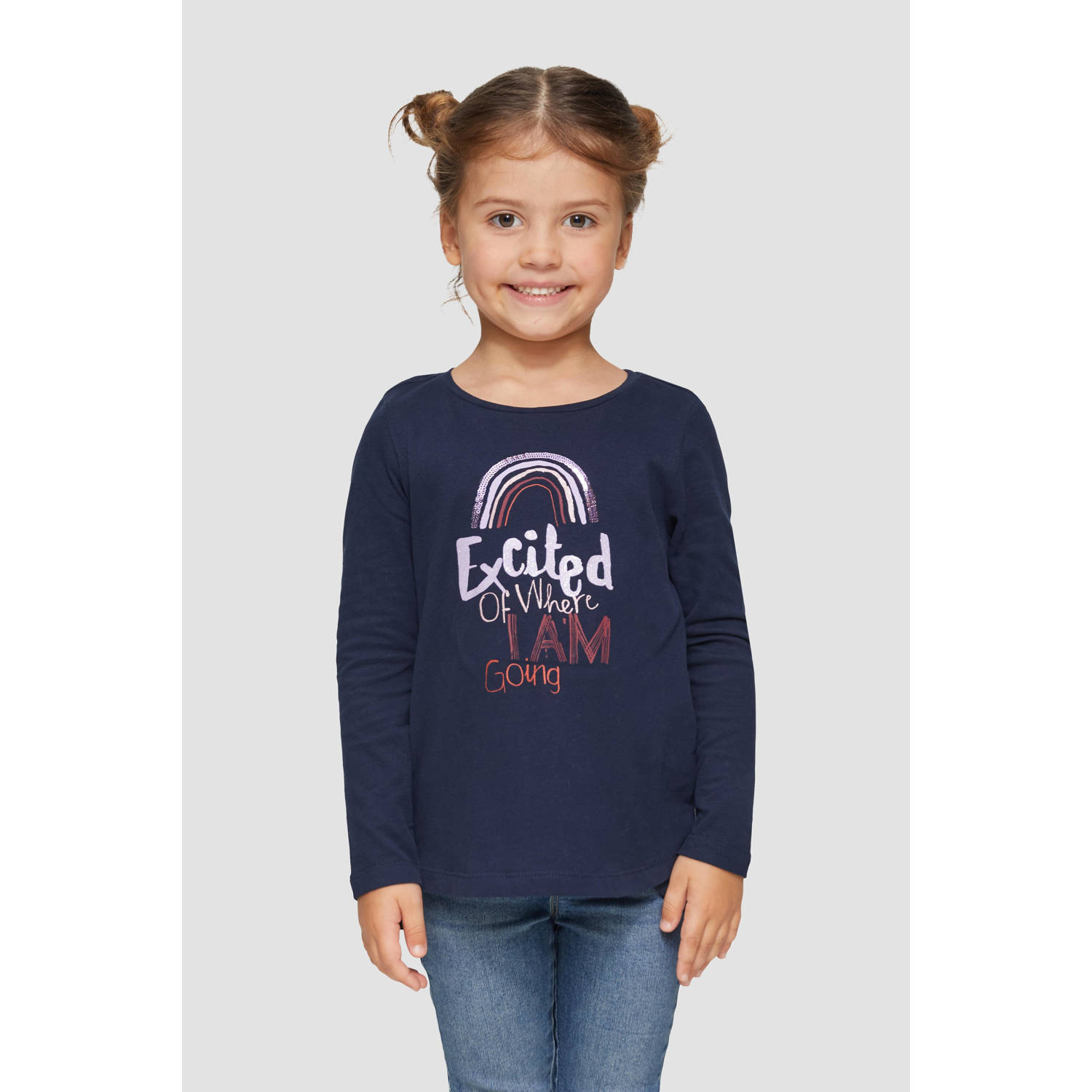 S.Oliver longsleeve met printopdruk donkerblauw