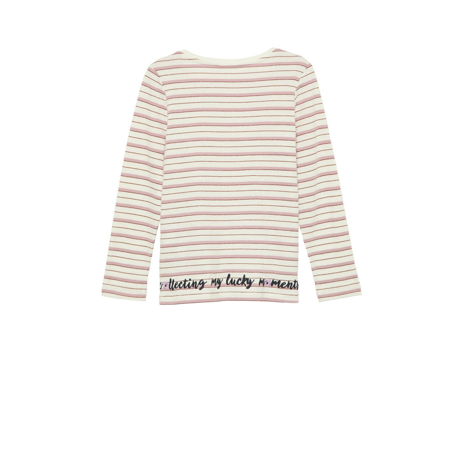 s.Oliver gestreepte longsleeve ecru roze