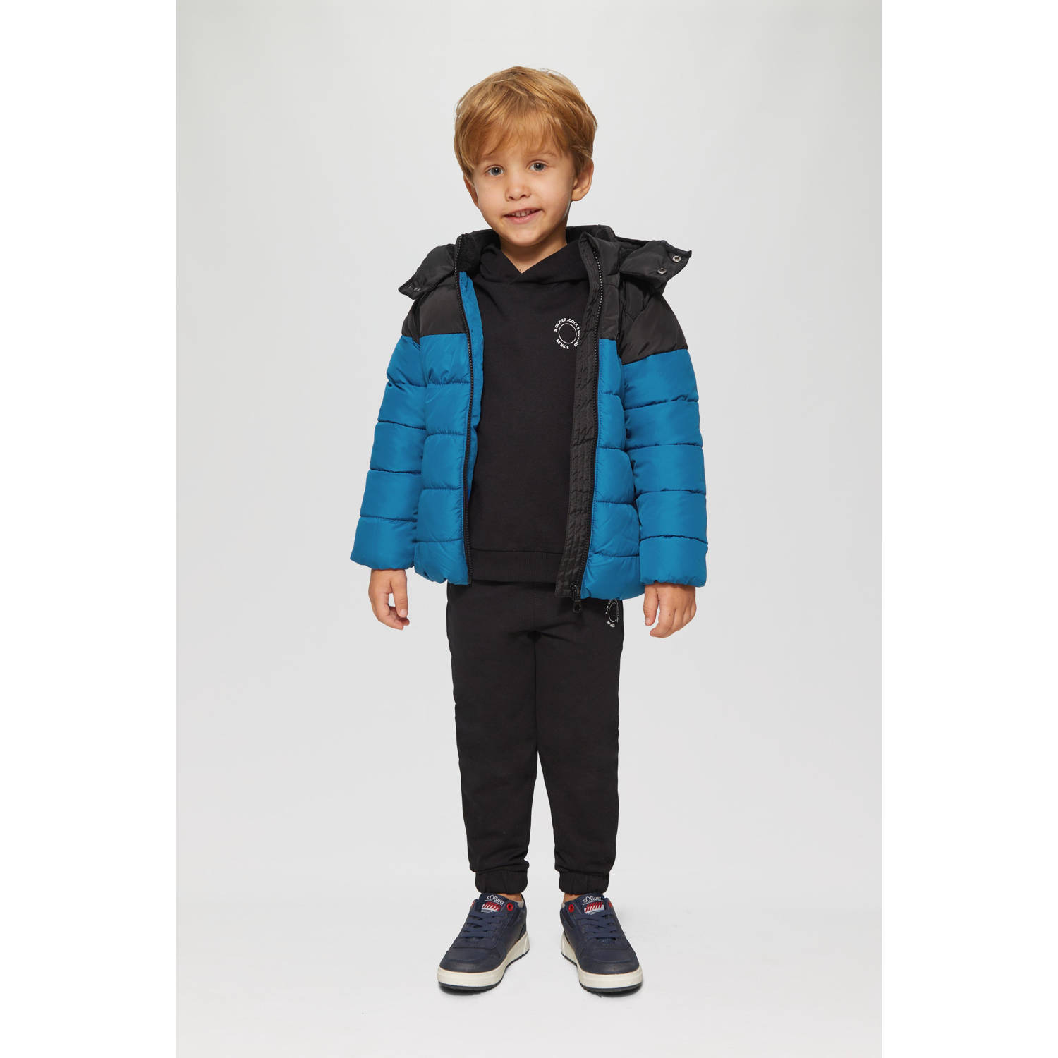 s.Oliver gewatteerde winterjas zwart blauw