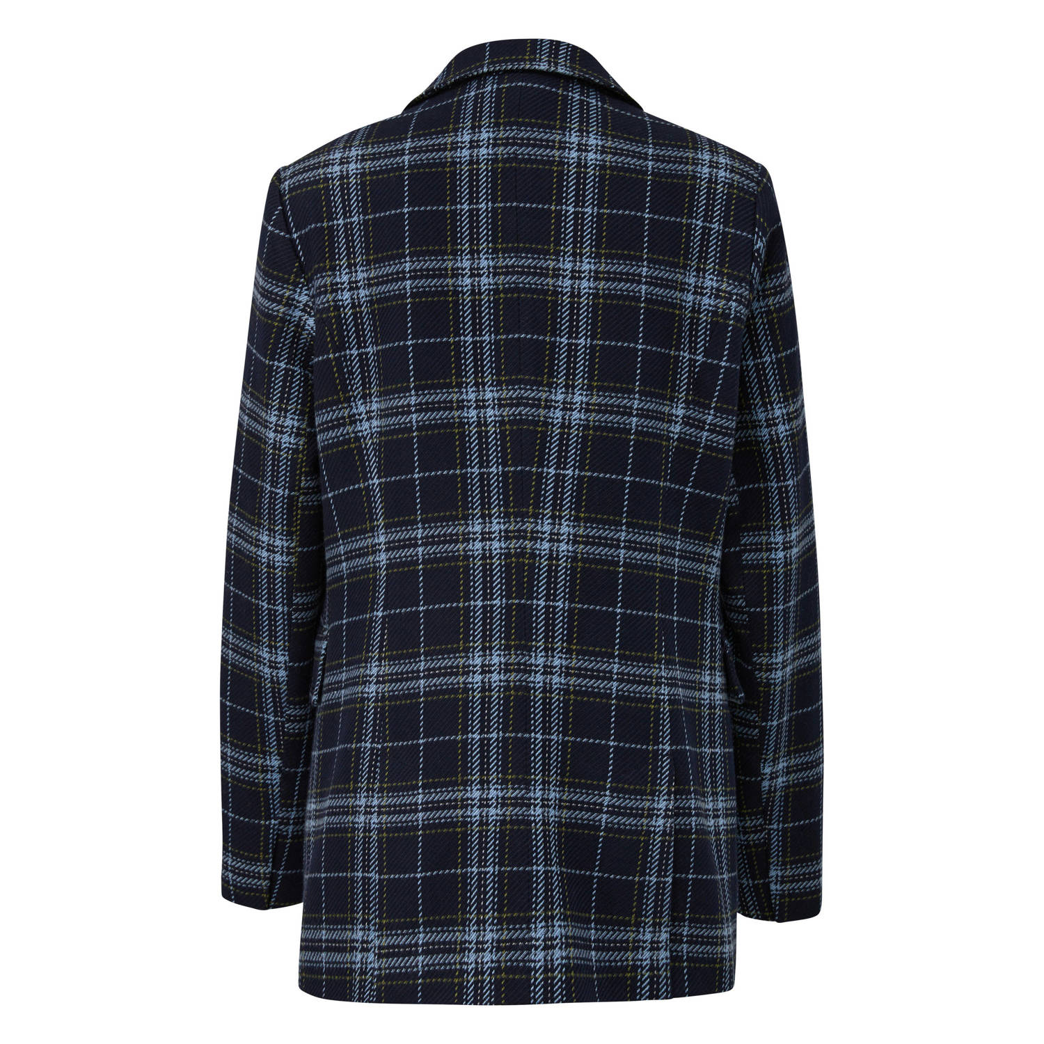 s.Oliver geruite rechtvallende blazer donkerblauw lichtblauw