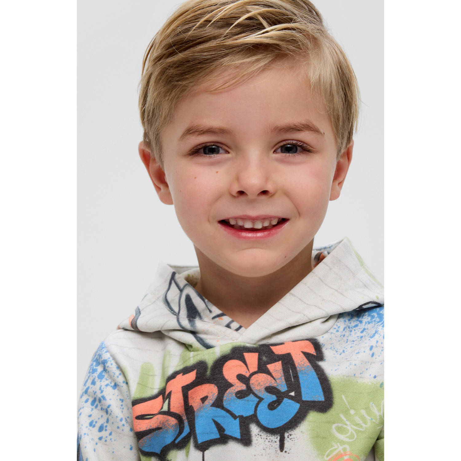 s.Oliver hoodie met all over print groen multicolor